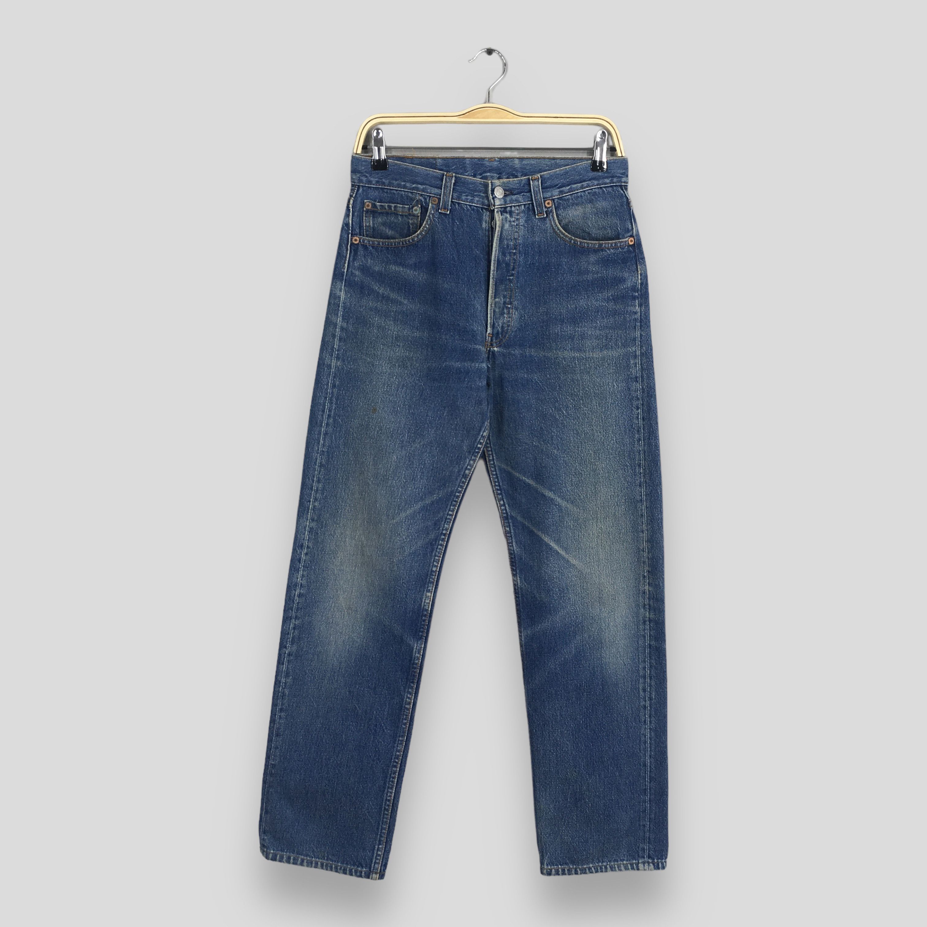 image of Size 28X27.5 Vintage 80's Levi's 501 Faded Blue Jeans, Men's