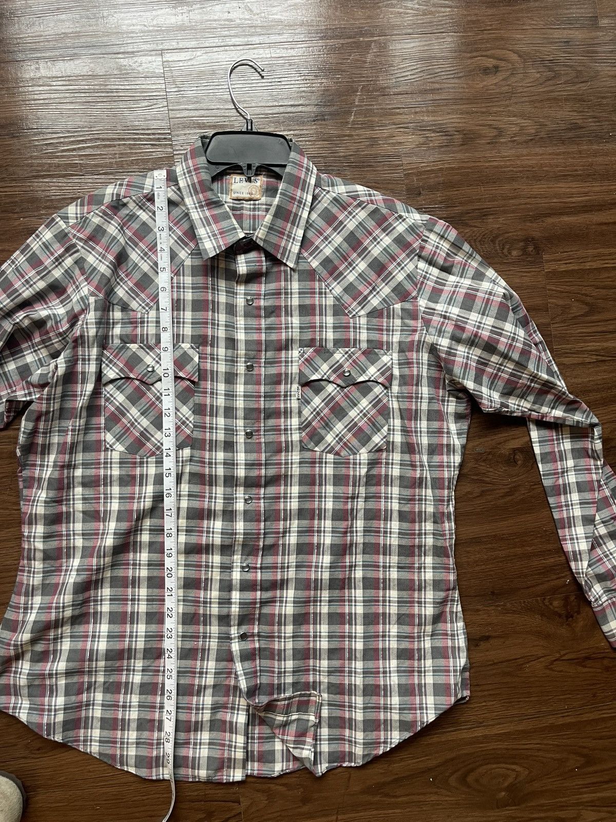Levi's × Levi's Vintage Clothing × Vintage Rare VTG LEVI’S White Tab Plaid Pearl Snap Button Size US XL / EU 56 / 4 - 5 Thumbnail