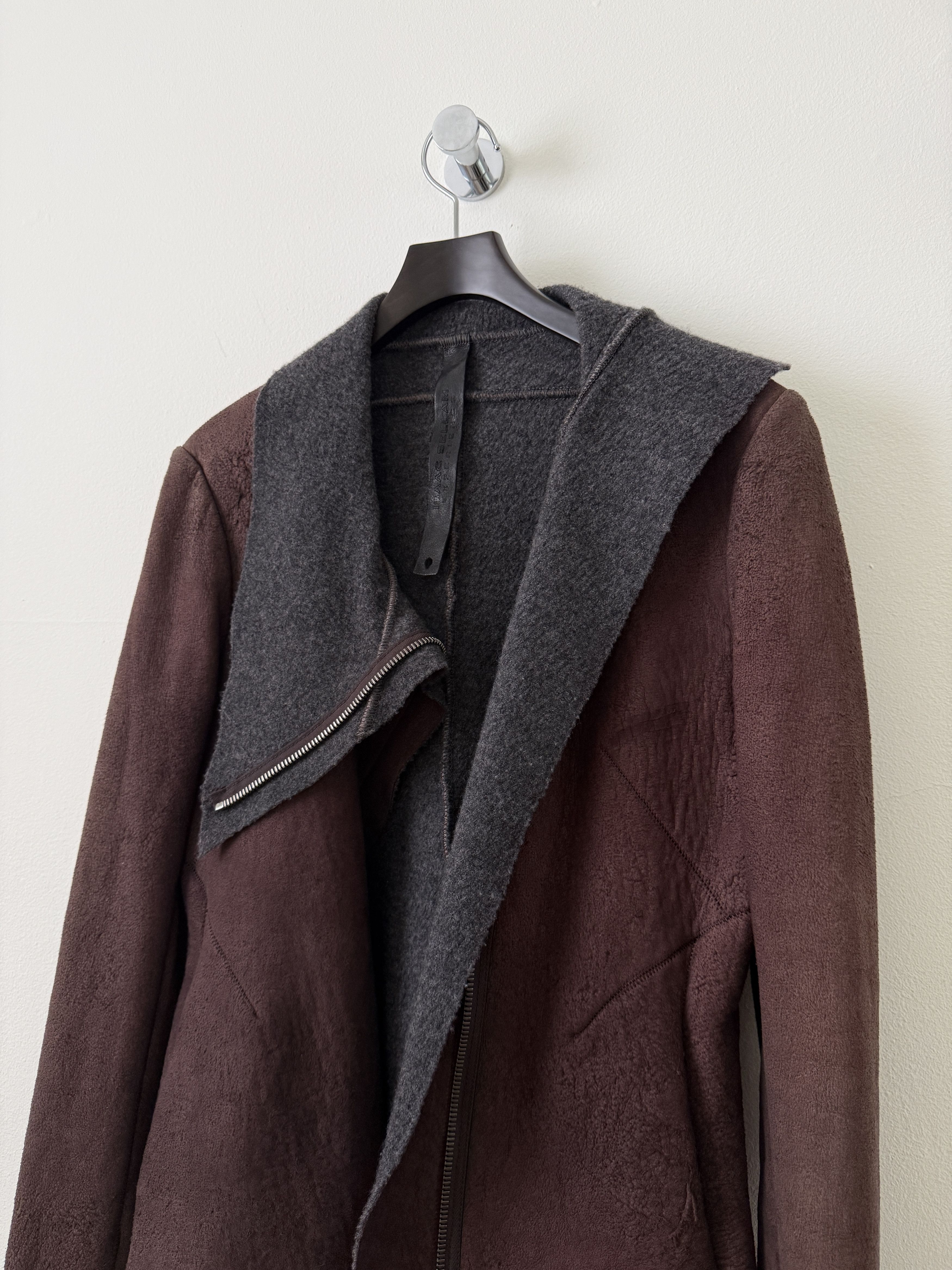 Isaac Sellam Experience Lambskin Leather Asymmetrical Wool Lined Jacket Size M / US 6-8 / IT 42-44 - 7 Thumbnail