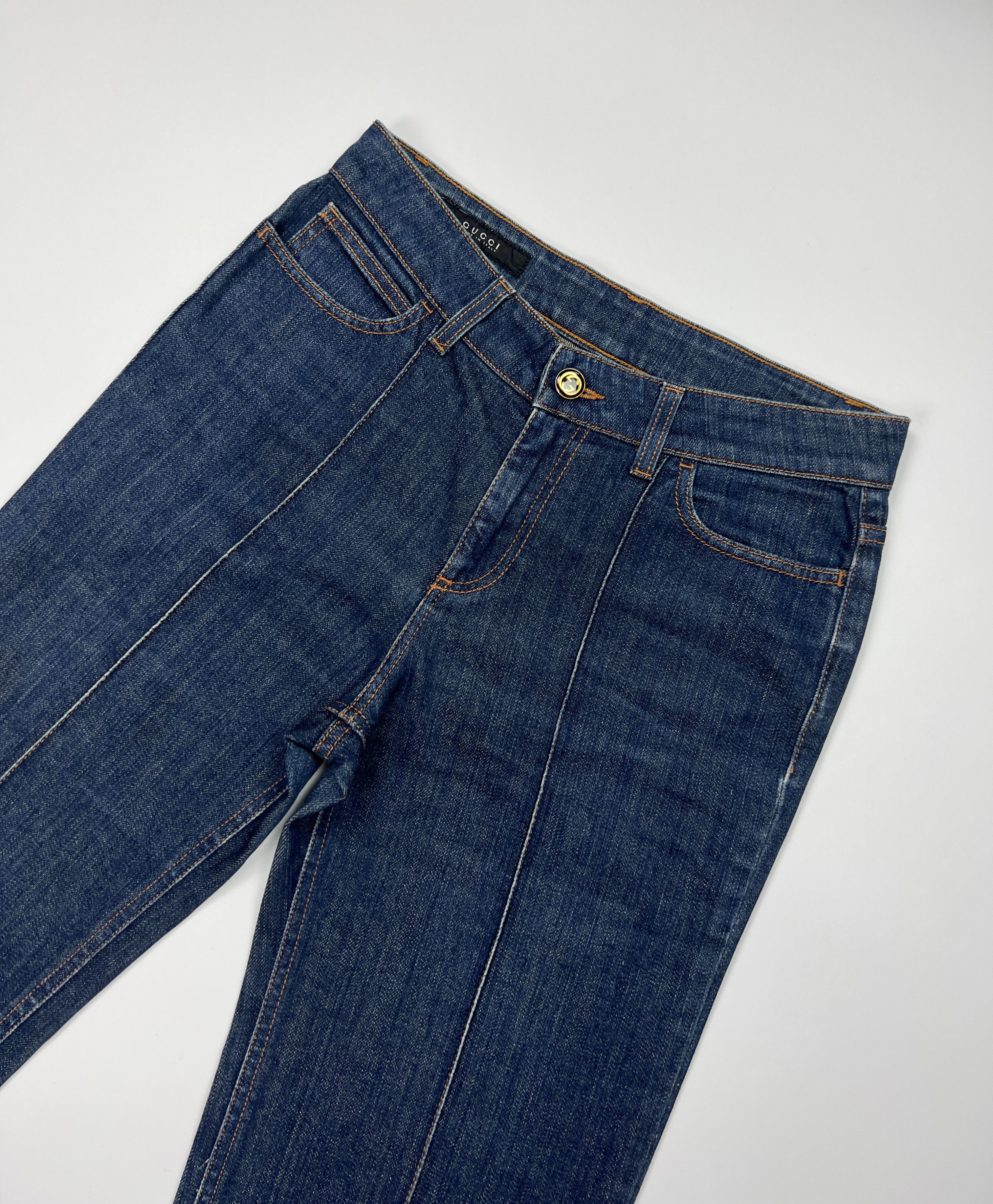 Gucci × Vintage 2009 Gucci Blue Embroidered Flared Bootcut Denim Pants Size 27" / US 4 / IT 40 - 4 Thumbnail