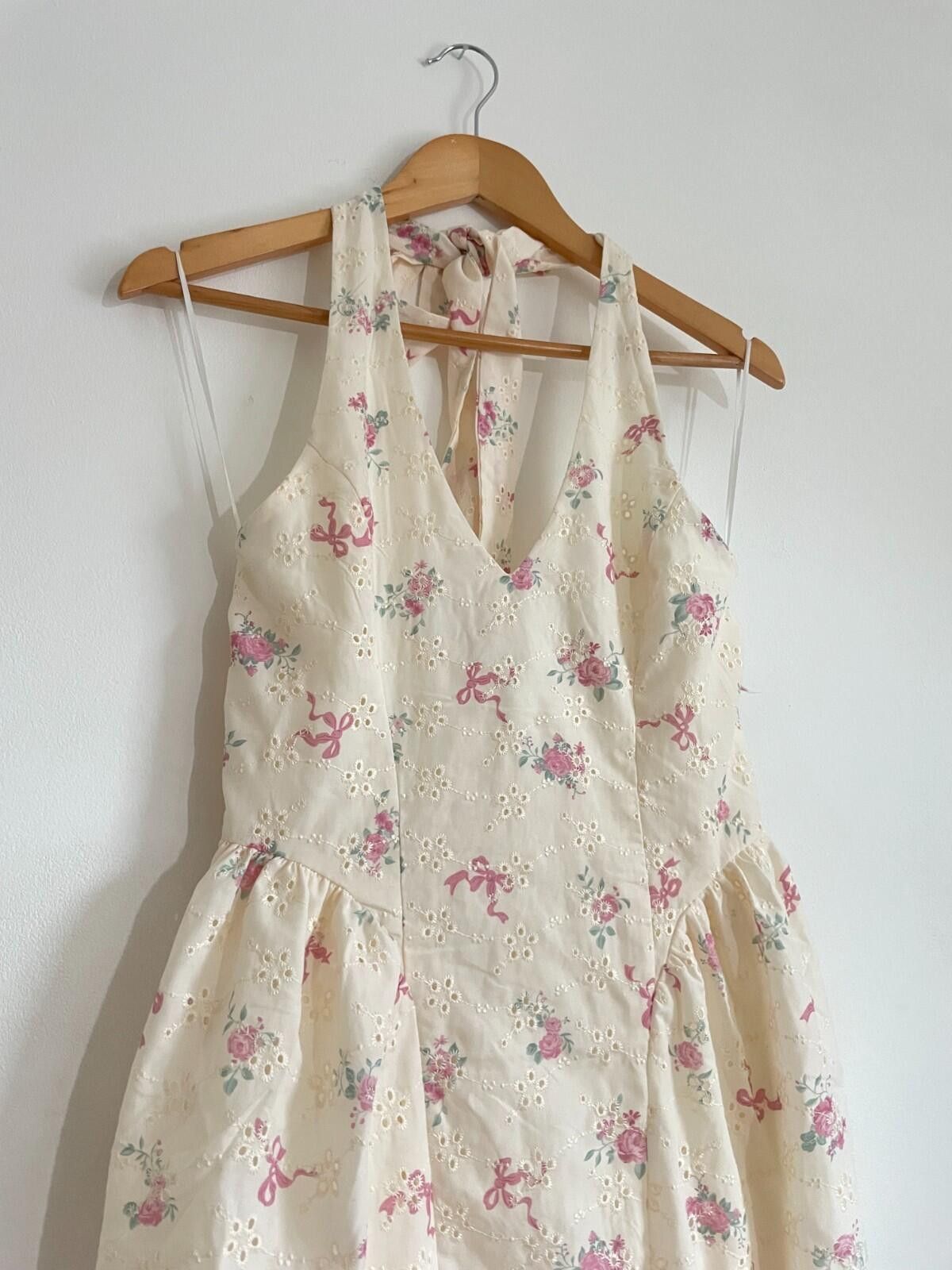 Other Thirty Thirty LA Cream Broderie Halter Midi Dress M BNWT Size M / US 6-8 / IT 42-44 - 3 Thumbnail