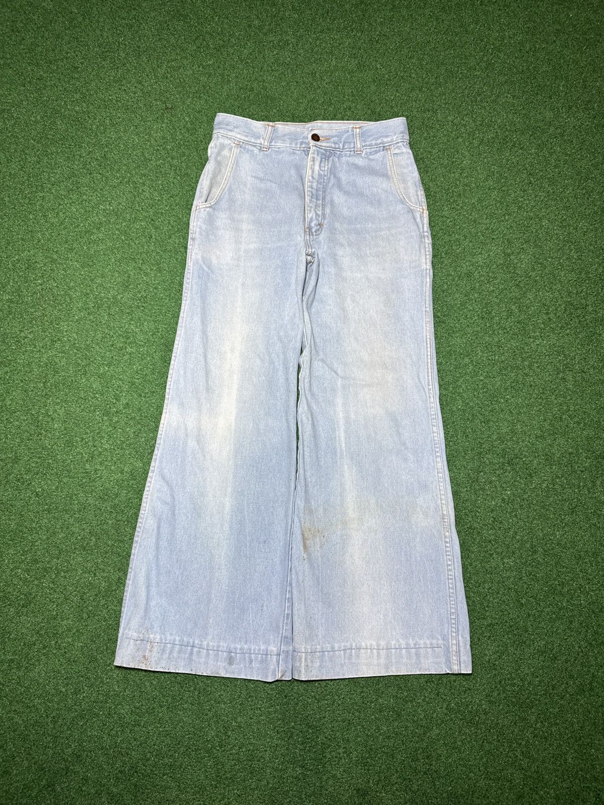 Vintage Vtg 70s Brittania Ultra Flare Bell Bottom Hippie 29x28 Jeans Size 29" - 3 Thumbnail