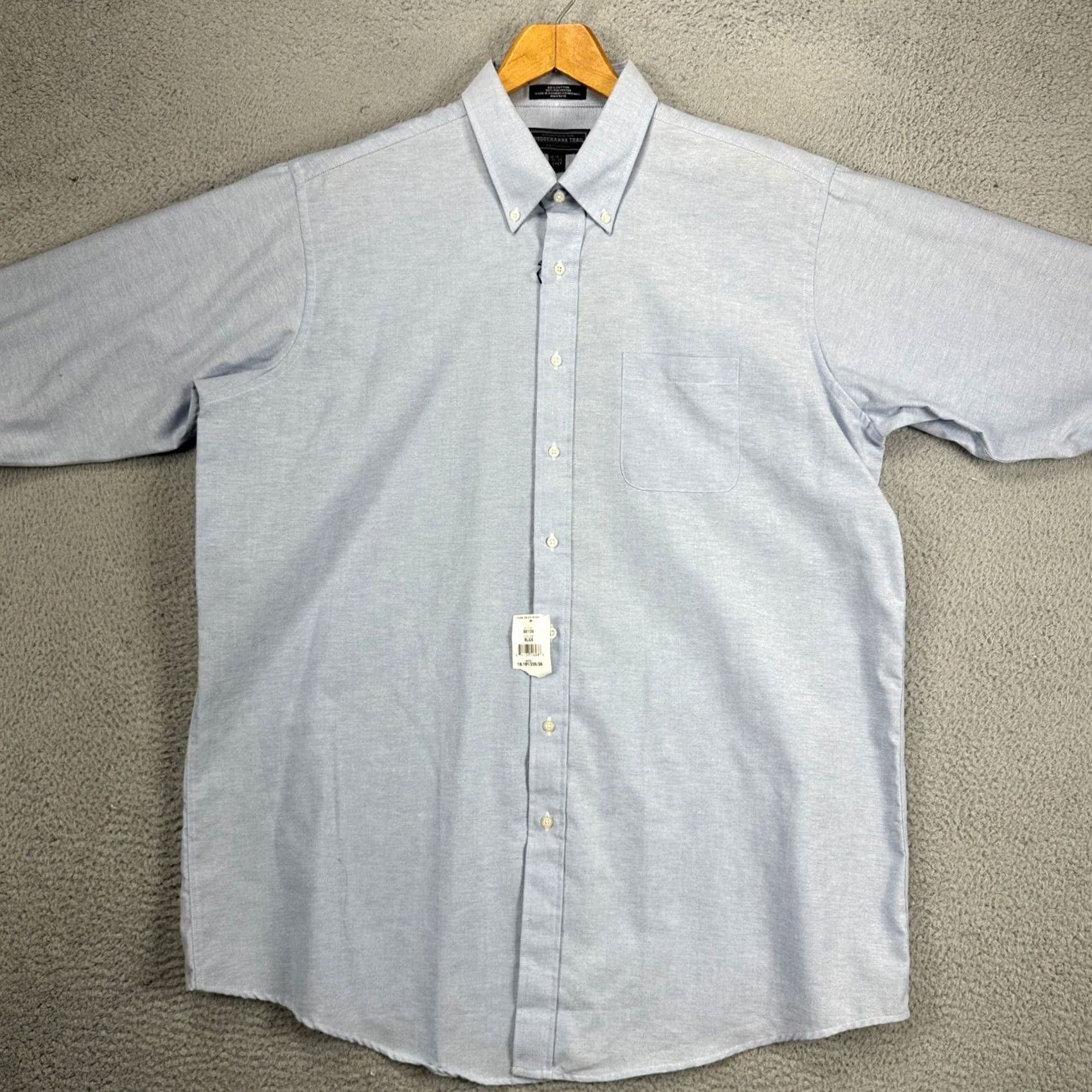 Vintage VINTAGE? Susquehanna Trail Men Bon-Ton Dress Shirt 18-18.5 35-36 2XL Blue Button-Down NEW Size 48R - 3 Thumbnail