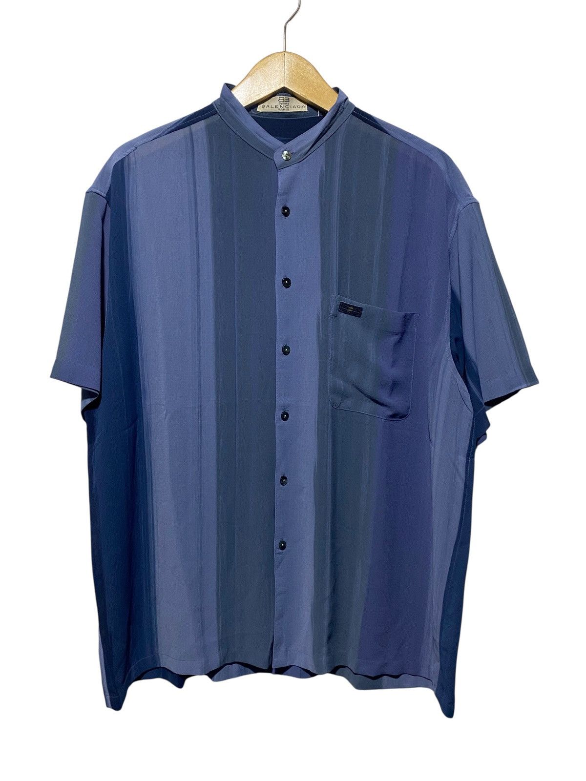 Balenciaga Vtg Balenciaga 2004 stripe color stand collar oversize shirt Size US L / EU 52-54 / 3 - 1 Thumbnail