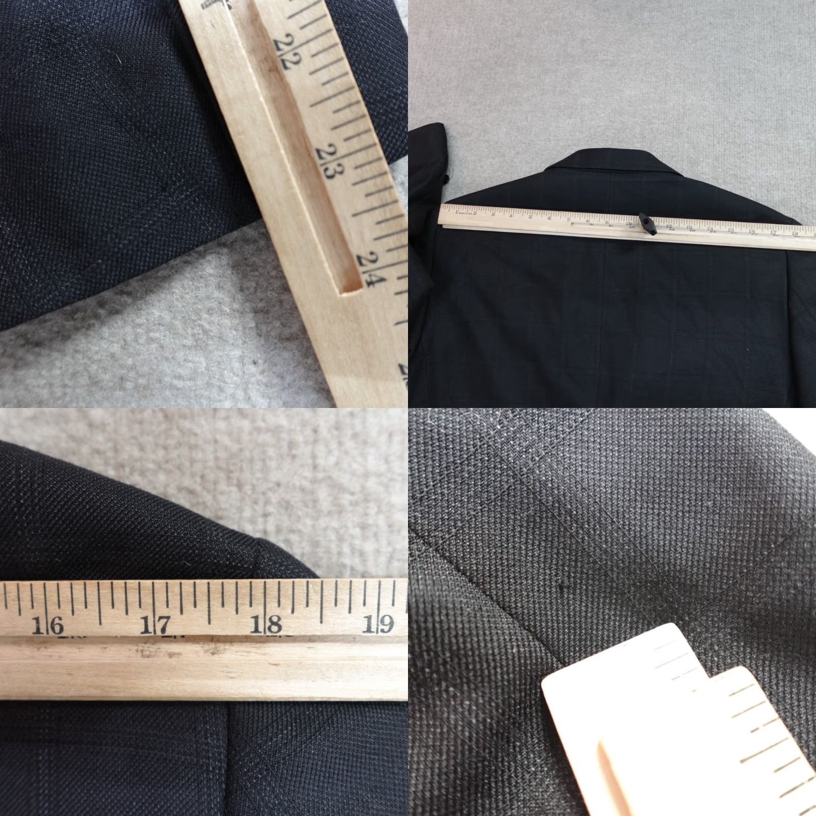 Vintage VERSACE COLLECTION Blazer Jacket 42R Black Silk Wool Peak Lapel Plaid, Single-Breasted, Two-Button, Men, Jacket, Tuxedo, Plaid, Regular Size 42R - 9 Thumbnail