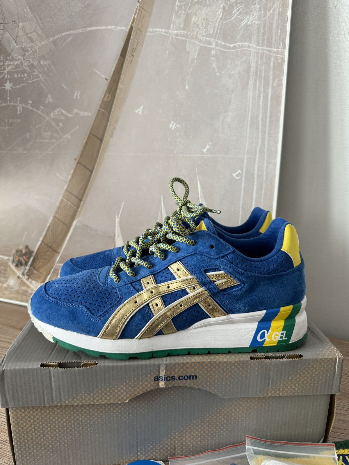 Asics × Ronnie Fieg ASICS x Ronnie Fieg GT-2 KFE Brazil Blue Gold H40JK Size US 8 / EU 41 - 2 Thumbnail