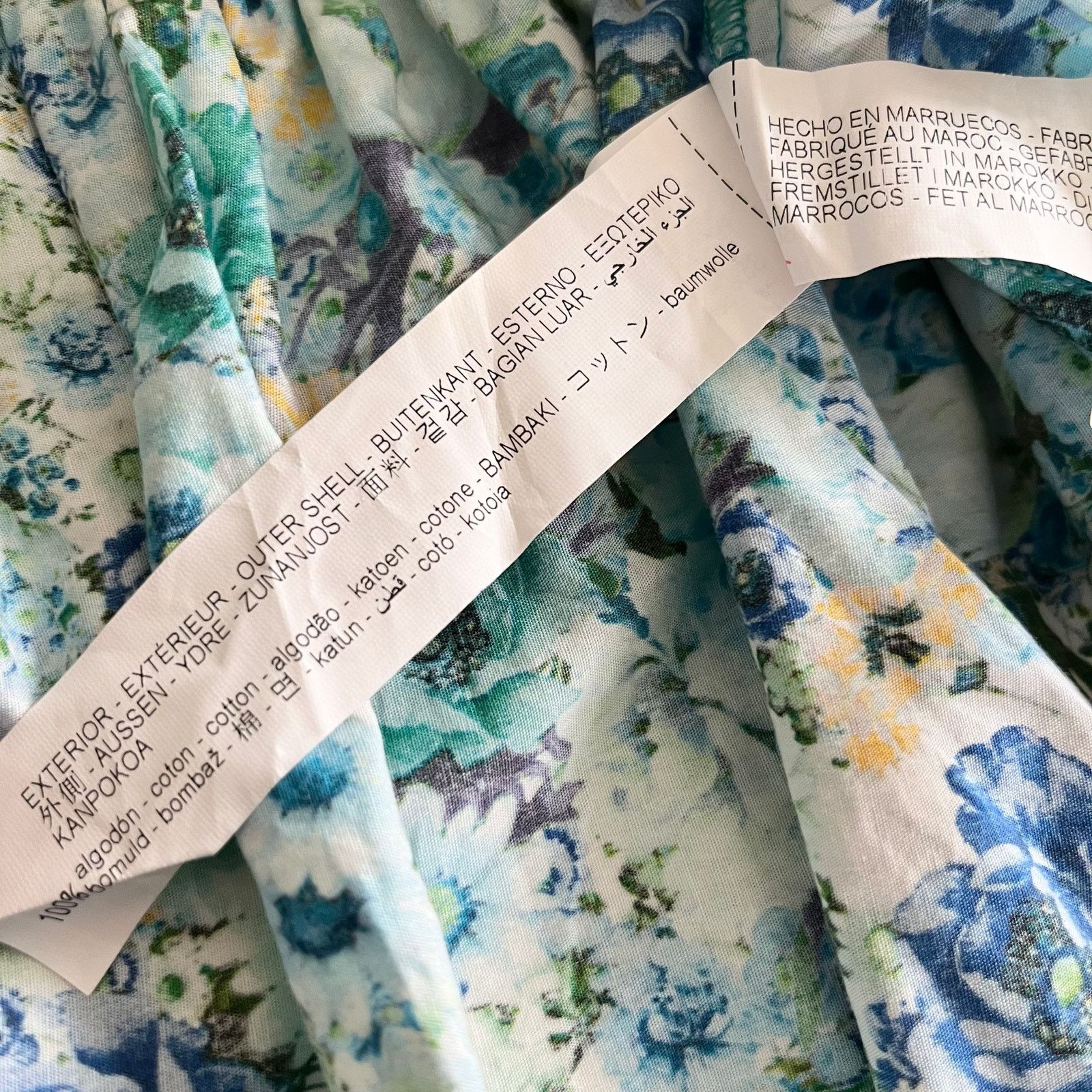 Zara Zara Blue Floral Print Smocked Square Neck Mini Dress Size XS / US 0-2 / IT 36-38 - 9 Thumbnail
