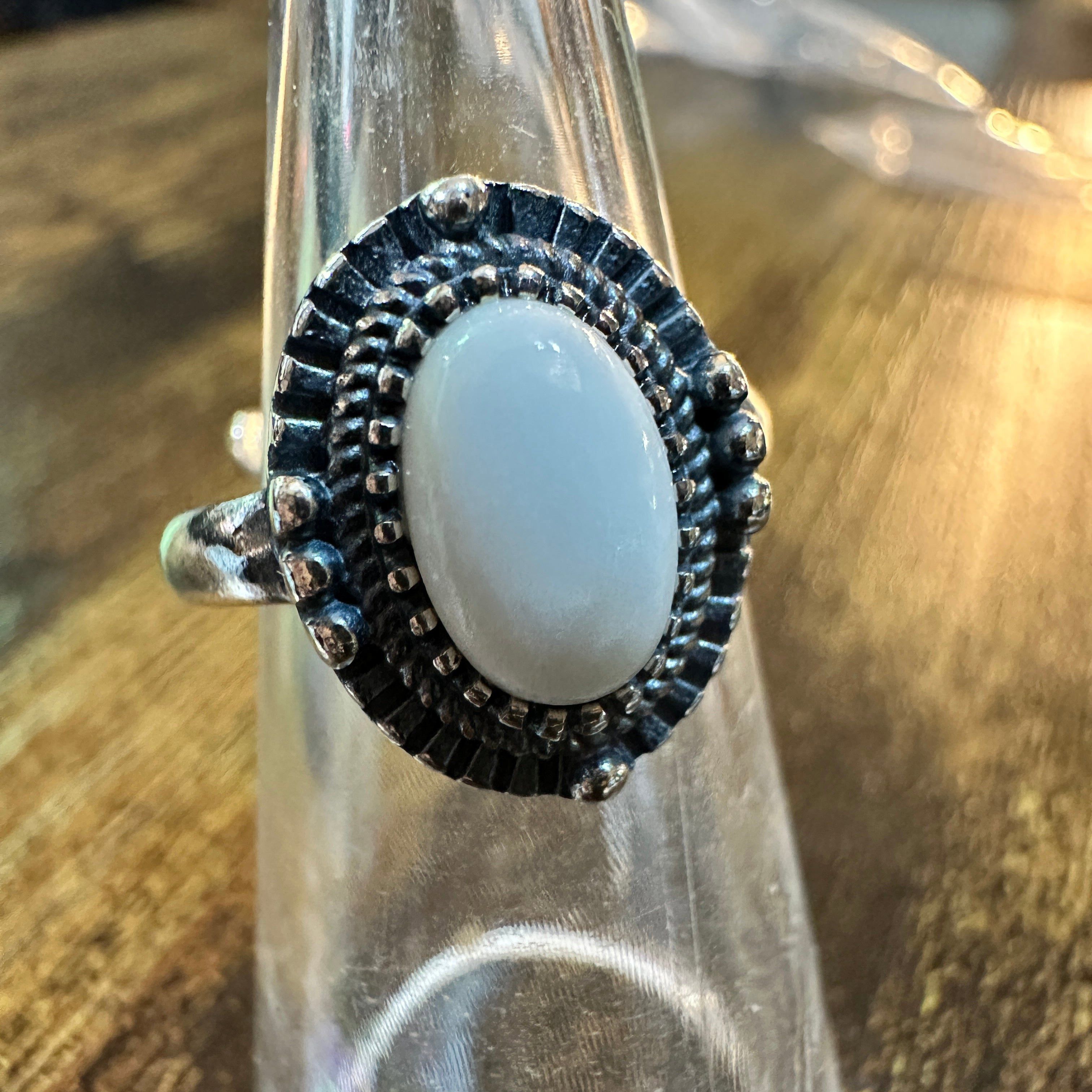 Other Boho Native American Radiant White Agate Statement Ring, Ste Size ONE SIZE - 2 Thumbnail