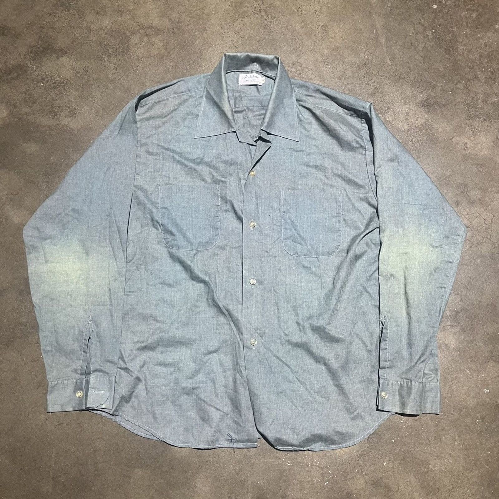 Vintage Vintage 60s Archdale Green Iridescent Loop Collar Shirt Size US L / EU 52-54 / 3 - 1 Thumbnail