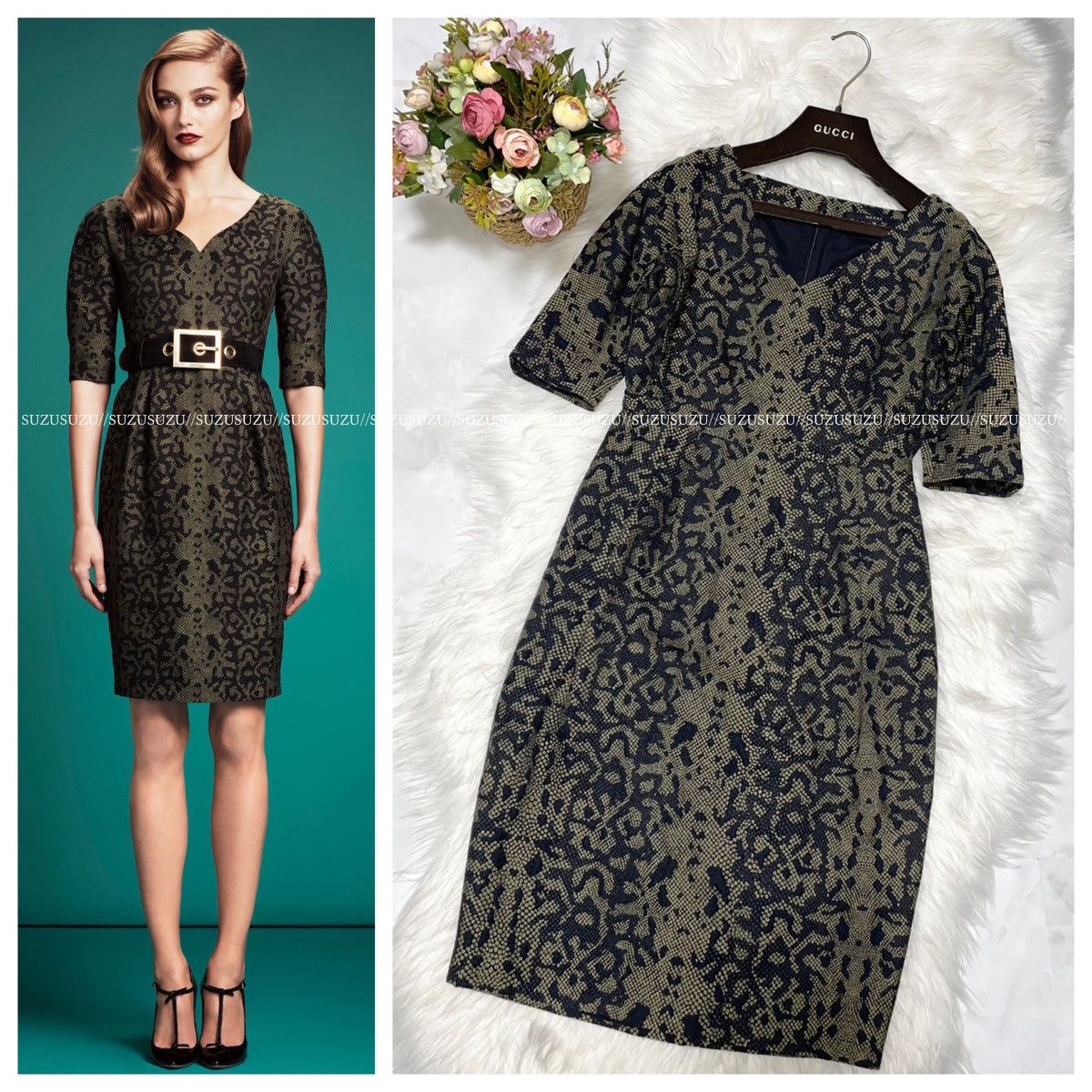 Gucci Gucci python pattern art design 5/8 sleeve dress 38 GUCCI Size XS / US 0-2 / IT 36-38 - 1 Thumbnail
