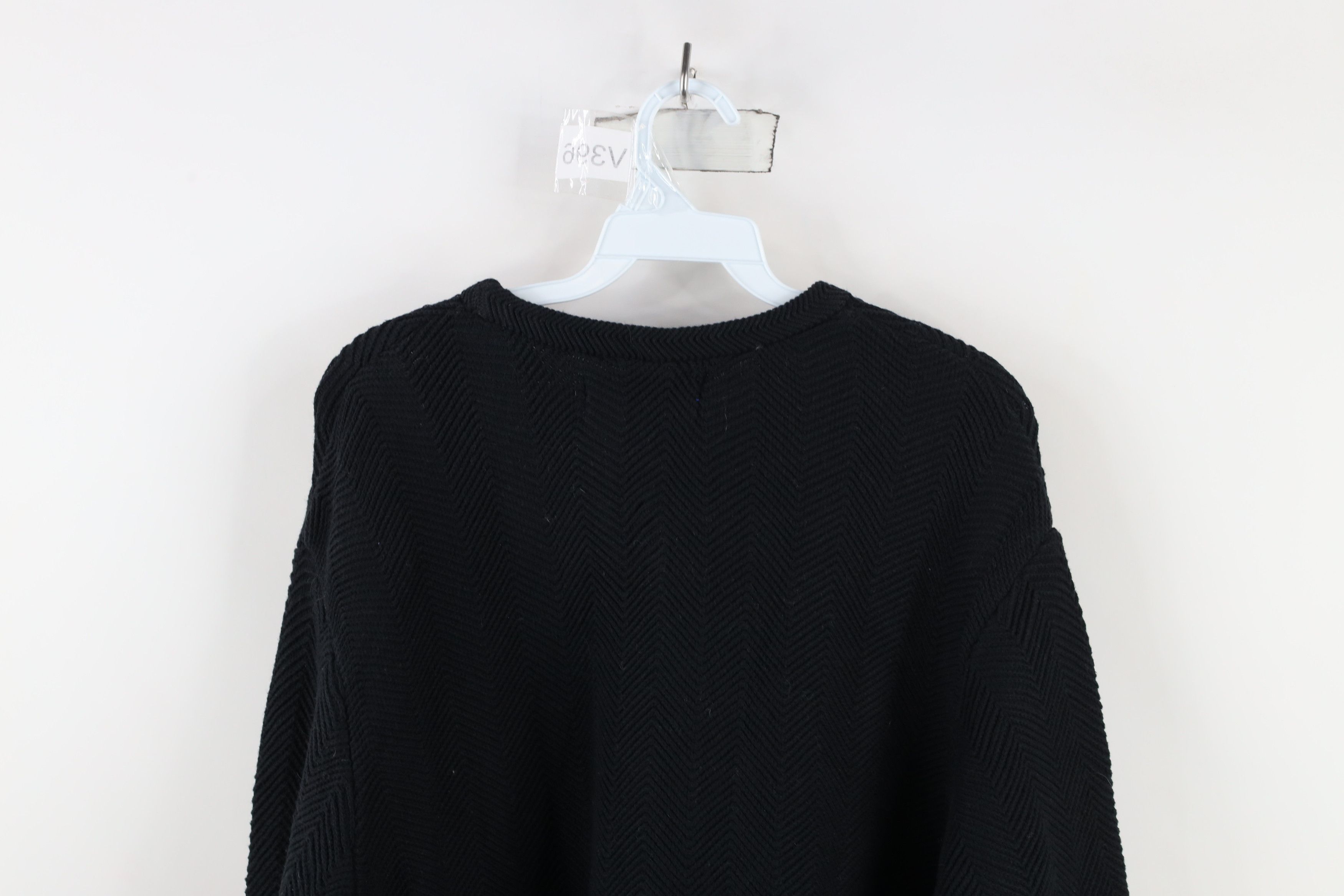 Vintage Vintage 90s Streetwear Cotton Herringbone Knit Sweater Black Size US XXL / EU 58 / 5 - 7 Thumbnail
