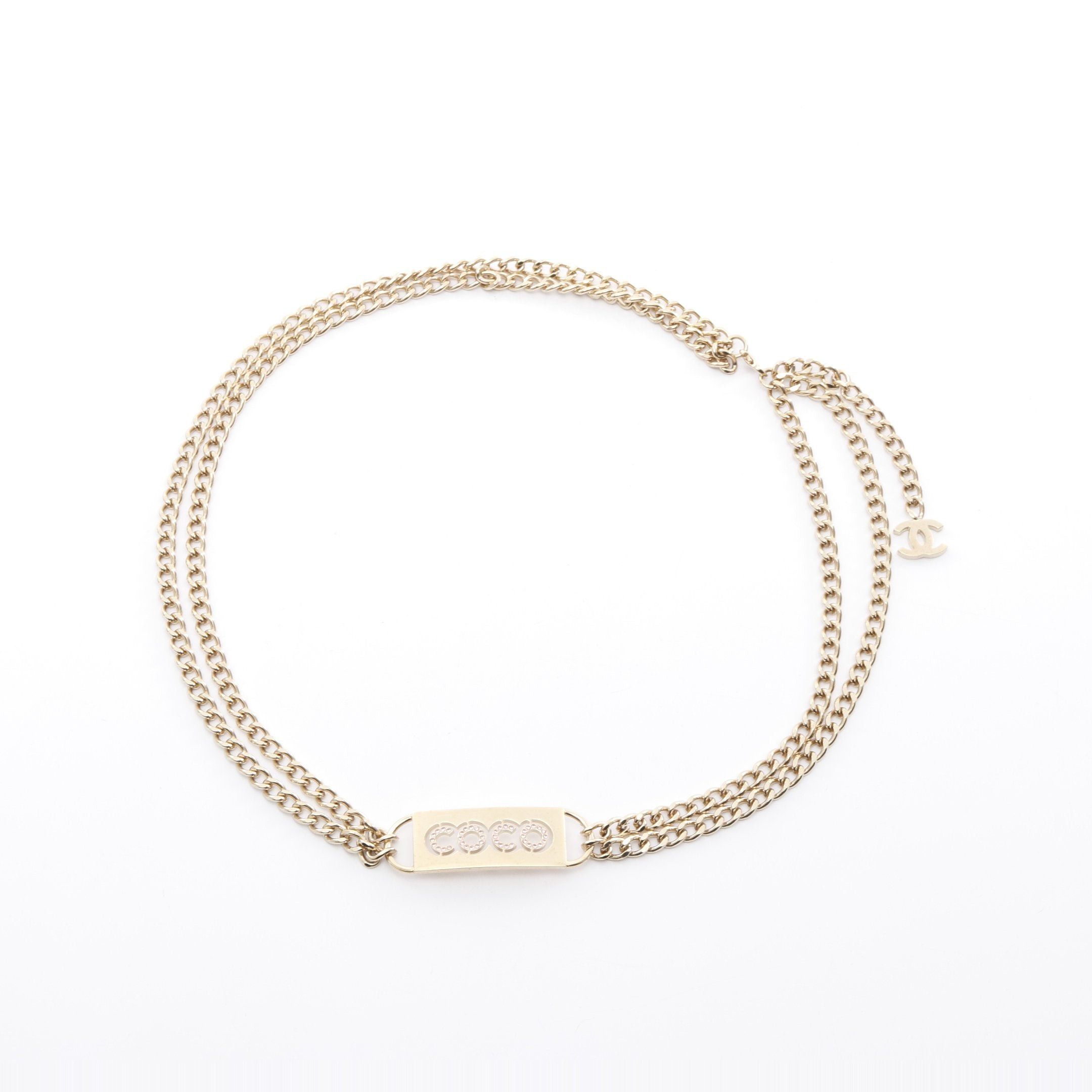 Chanel Chanel Coco Chain Belt Gp Rhinestone Gold Pink 02P Size ONE SIZE - 1 Thumbnail