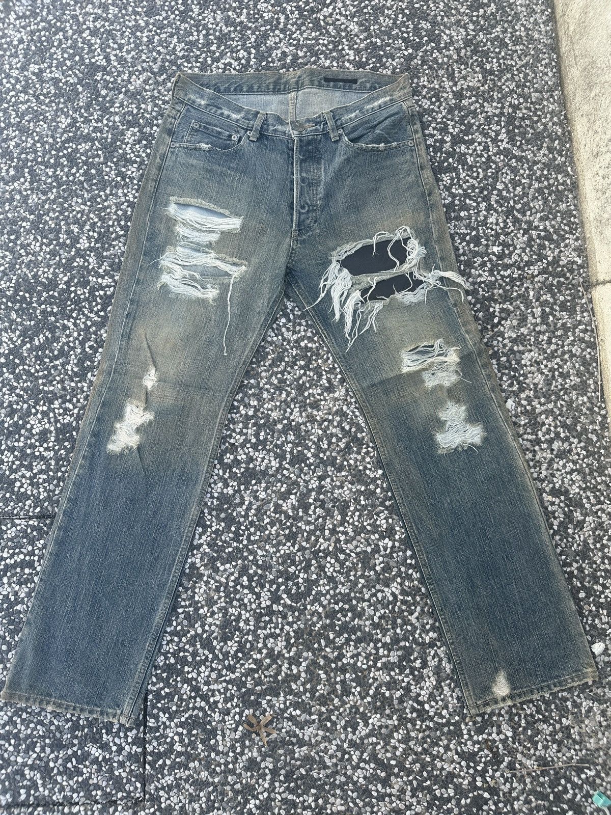 The Viridi-anne Distressed The Viridi-Anne x Monochrome Denim Jeans Size US 33 - 2 Thumbnail