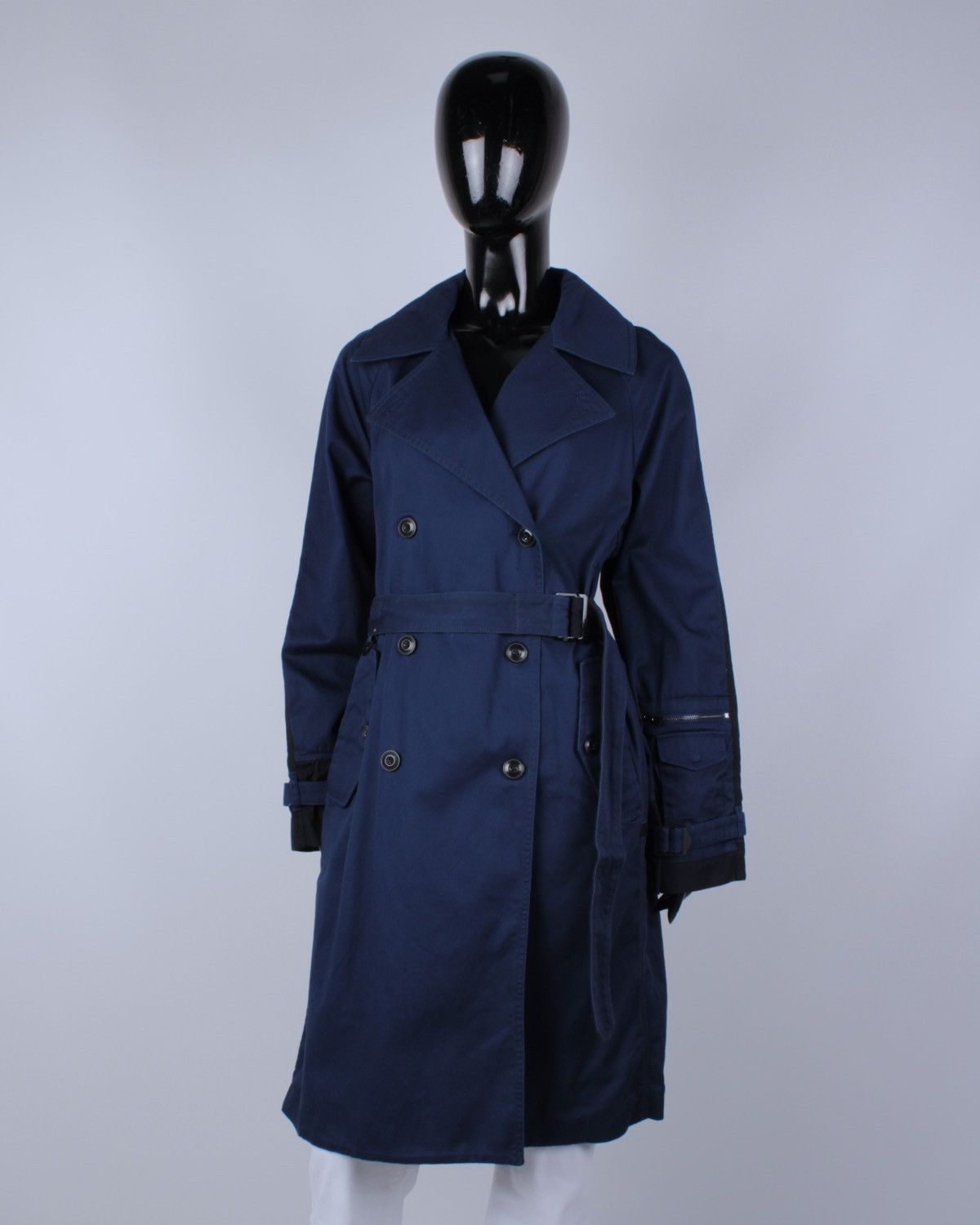 Designer × G-Star G-STAR RAW Duty Classic Trench Blue Cotton Long Coat Jacket Size M / US 6-8 / IT 42-44 - 6 Thumbnail