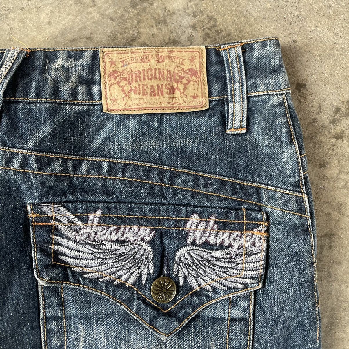 Japanese Brand 🔥🇯🇵Heaven Winger Stoned Washed Flare Distress Denim Jeans Size US 34 / EU 50 - 11 Thumbnail
