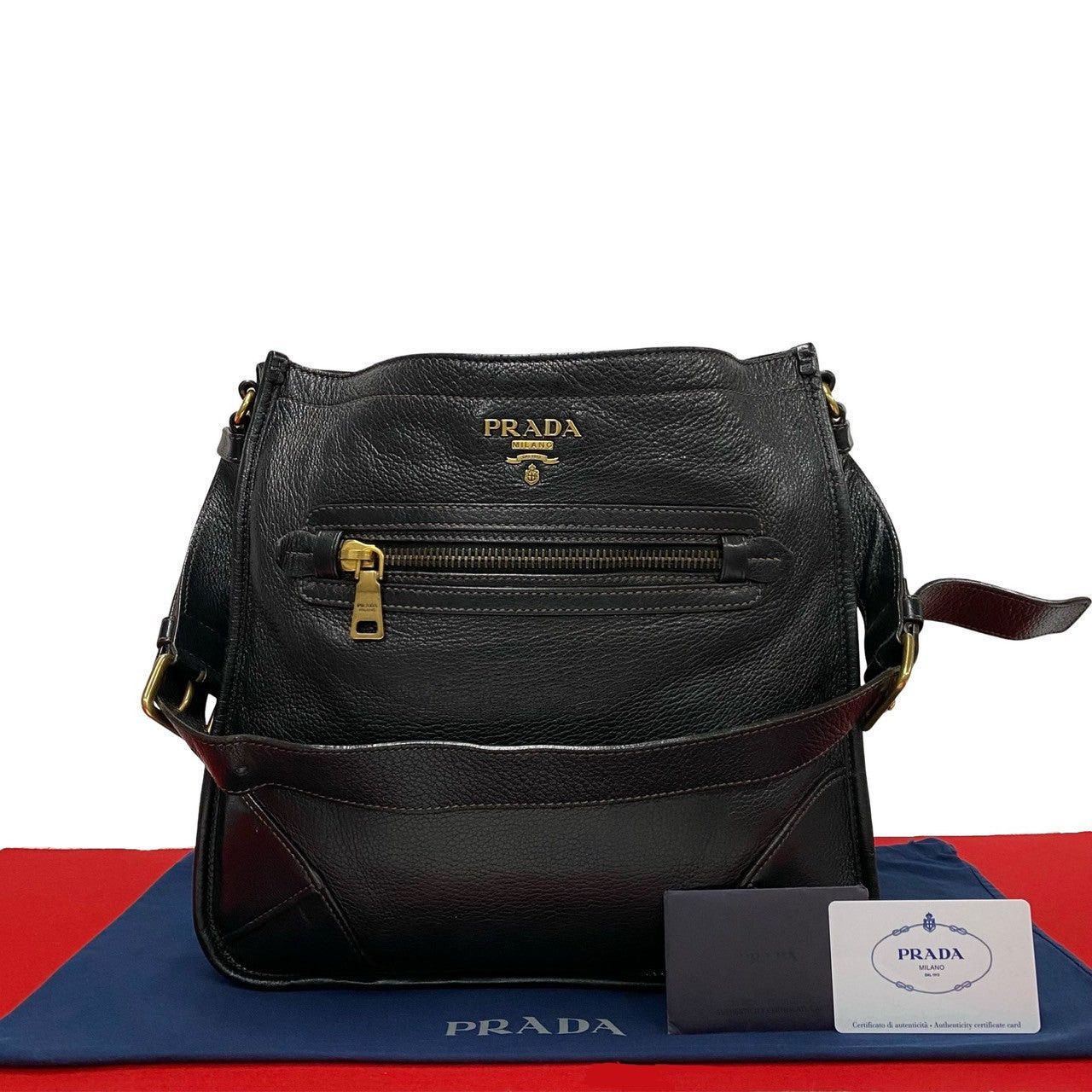 Prada Prada Shoulder Bag Black Leather Size ONE SIZE - 1 Thumbnail