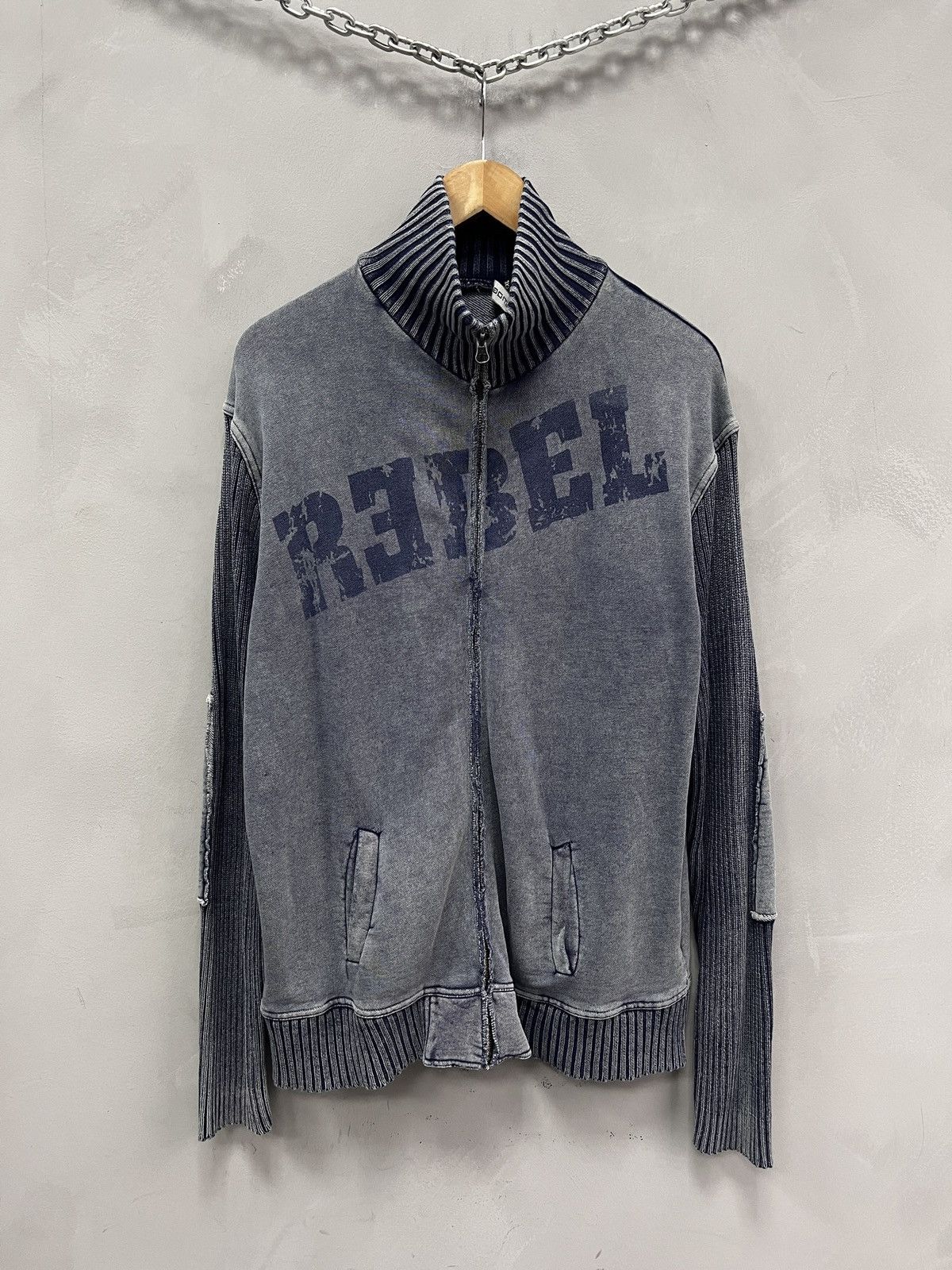 Diesel style washed zip sweater y2k style kapital japan