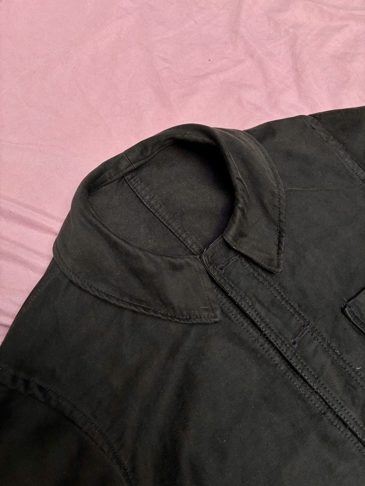 Other 50s ANTIQUE FRENCH BLACK MOLESKIN CHORE JACKT MADE BY VECTOR Size US S / EU 44-46 / 1 - 1 Thumbnail