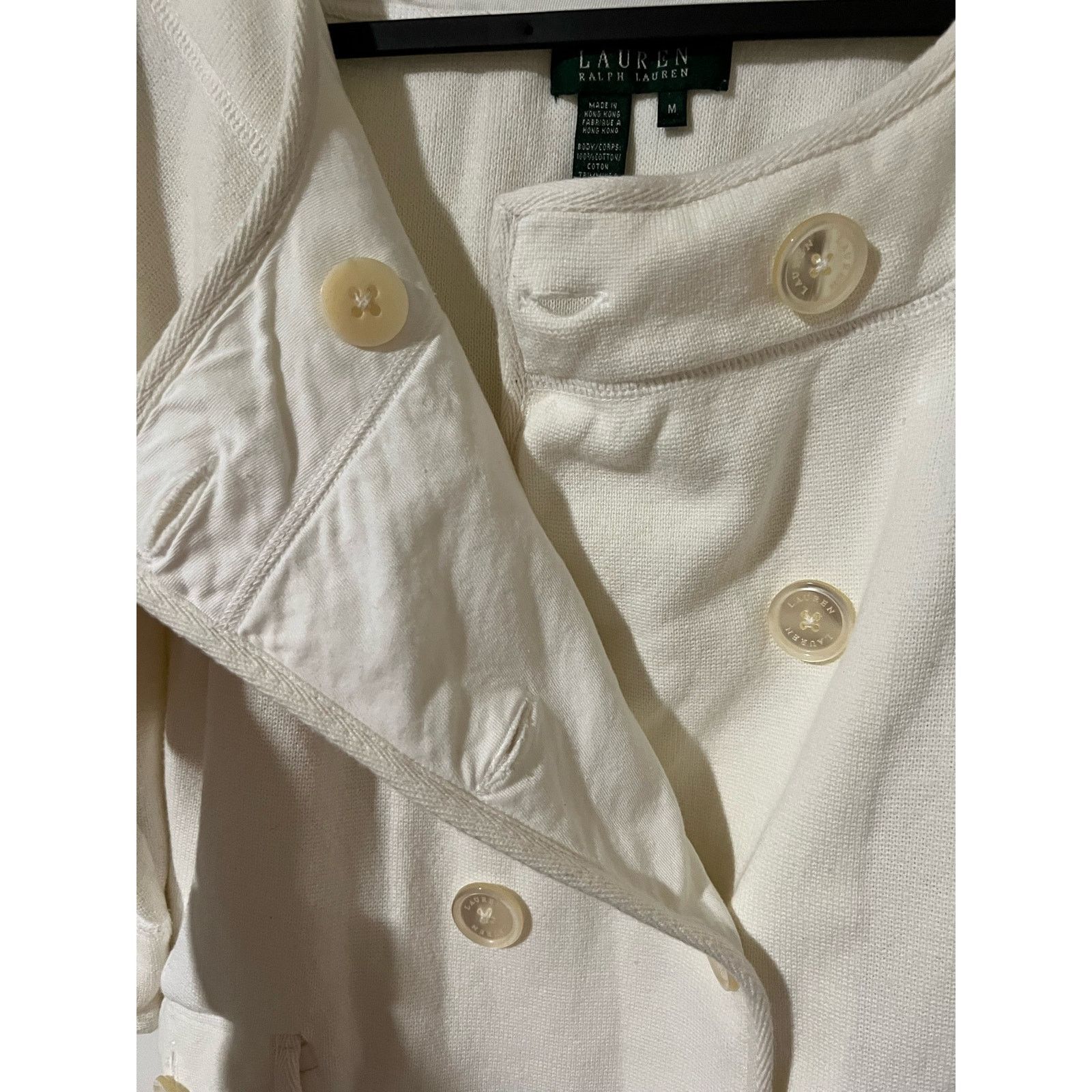 Ralph Lauren Women's Ivory White Linen Blend Peacoat 3/4 Sleeves Jacket M Size M / US 6-8 / IT 42-44 - 8 Thumbnail
