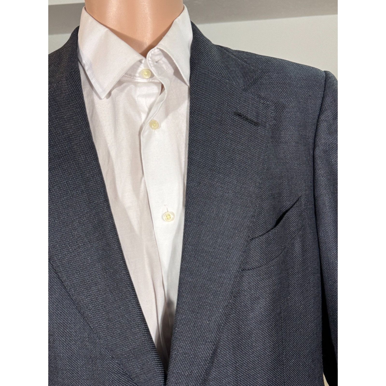 Tom Ford Tom Ford Charcoal Gray Steel Blue Woo Blazer (56R EU) 46R US Size 46L - 12 Thumbnail