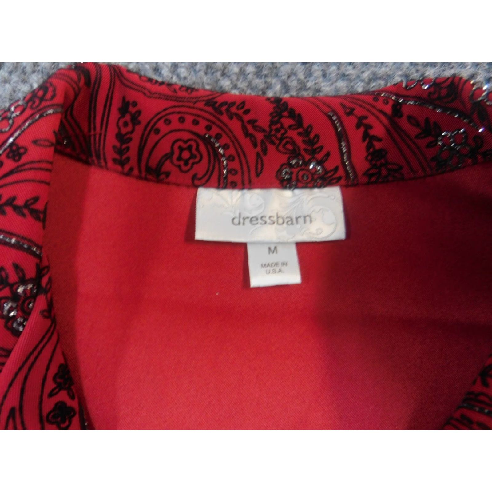 Vintage Dressbarn Blazer Jacket Womens M Red Floral Long Sleeve Lightweight Polyester Casual Business Size M / US 6-8 / IT 42-44 - 4 Thumbnail