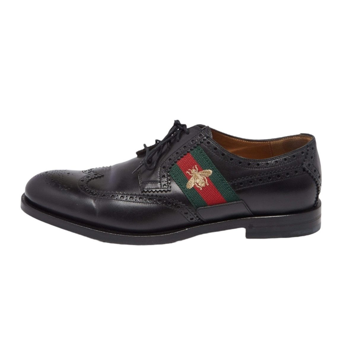 Gucci Gucci Black Brogue Leather Bee Web Derby Size 44 Size US 11 / EU 44 - 5 Thumbnail