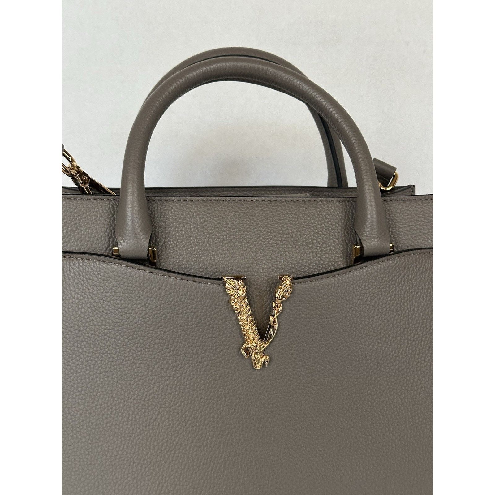 Versace Versace Virtus Grainy Calf Small Grey Top Handle Bag 1005960 Size ONE SIZE - 3 Thumbnail