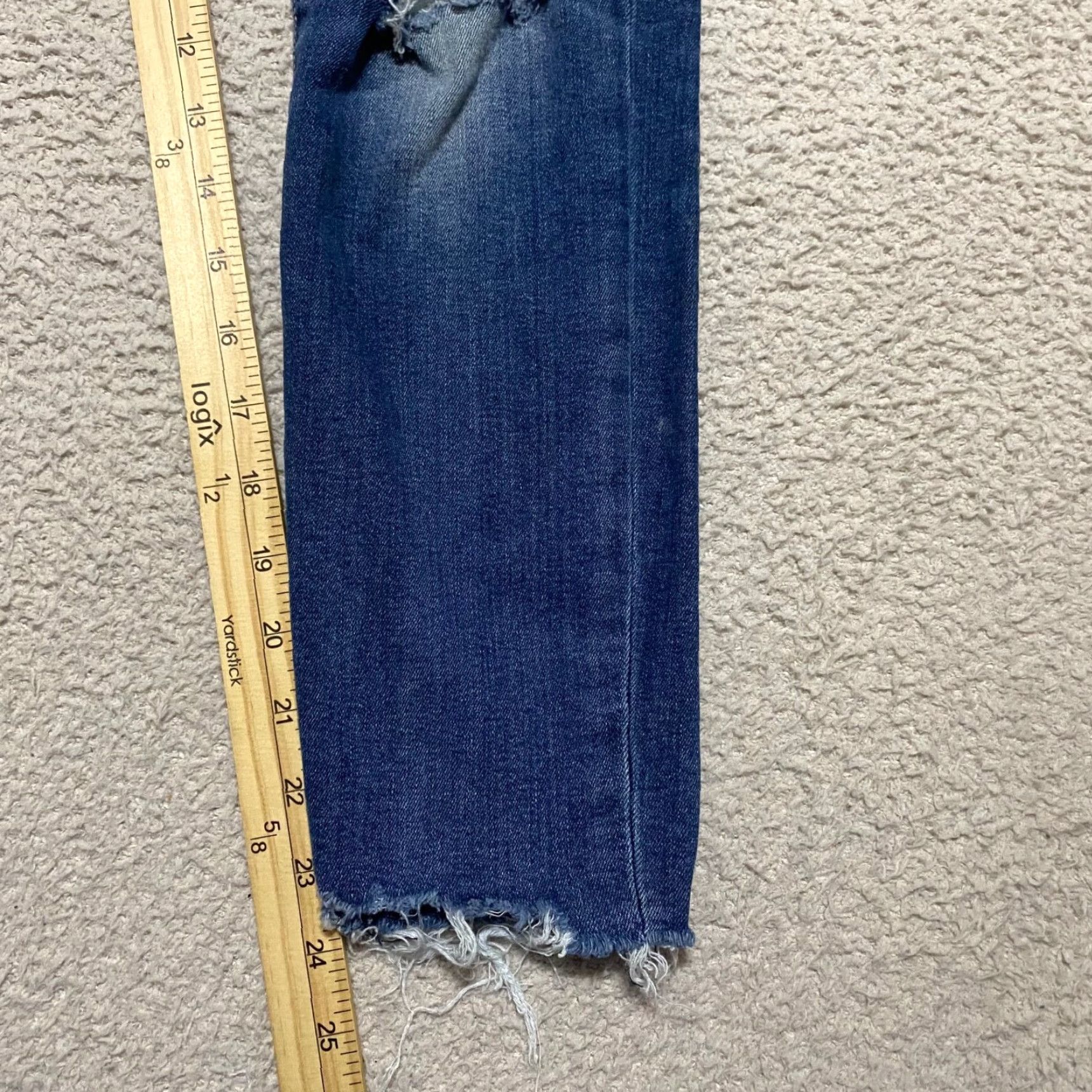 Lucky Brand Lucky Brand Jeans sz 4 Blue Denim Skinny Dark Wash Crop Distress Raw Hem Womens Size 27" / US 4 / IT 40 - 3 Thumbnail