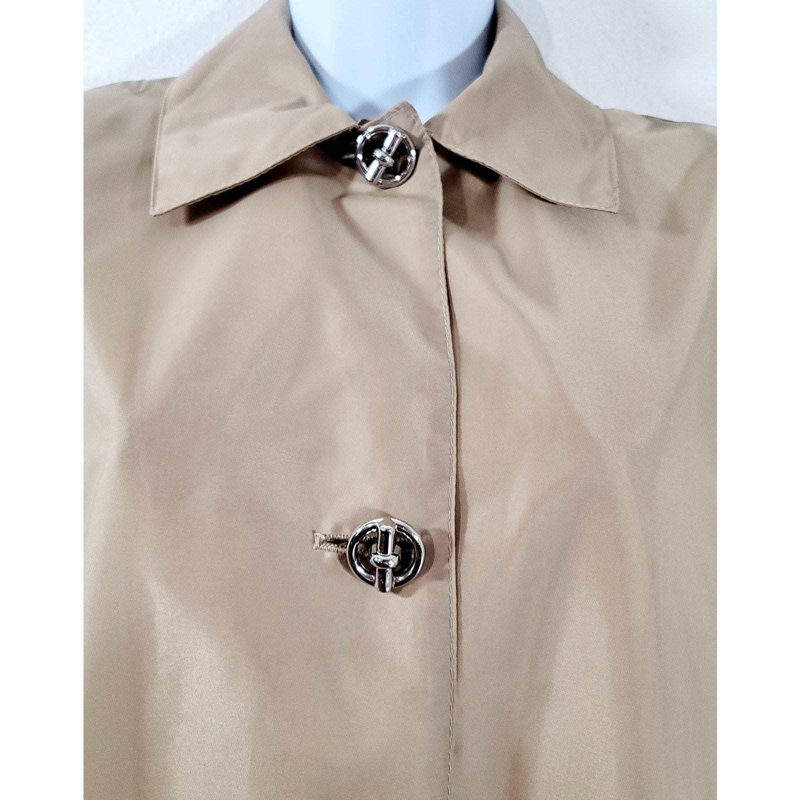Other VTG Aqua Sheen Tan Brown Lightweight Raincoat Small Collard Size S / US 4 / IT 40 - 7 Thumbnail