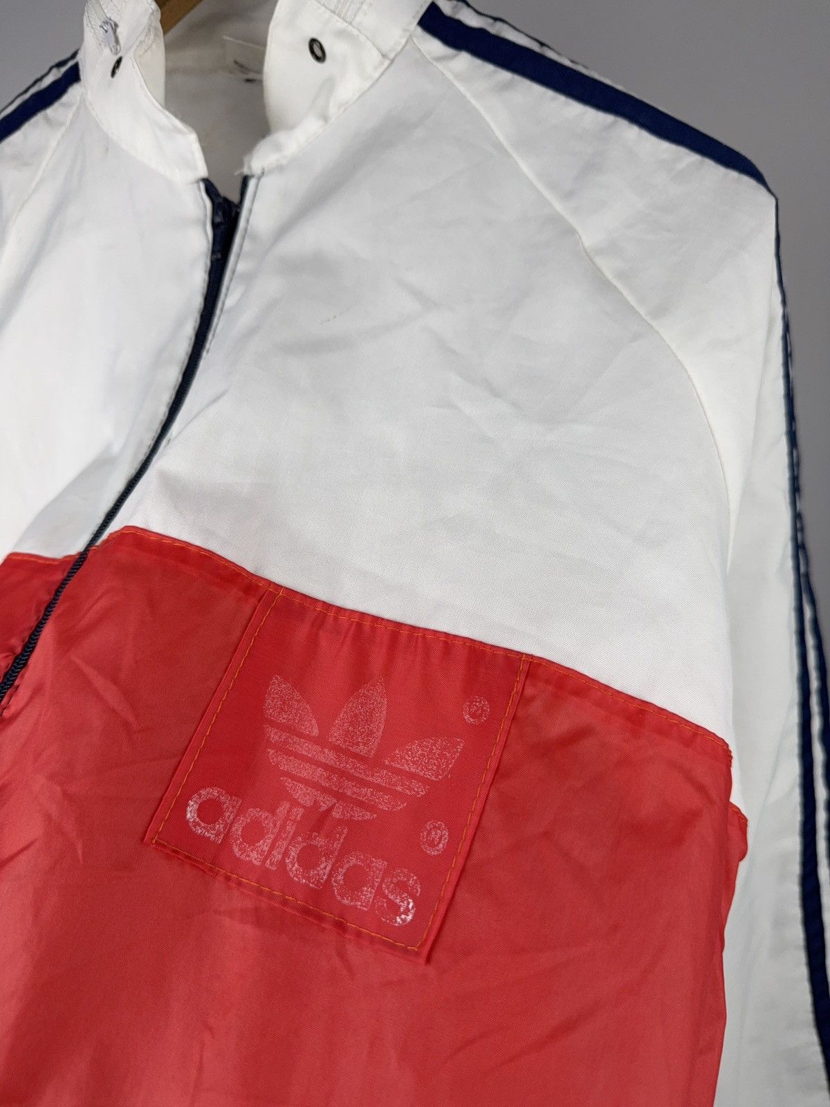 Adidas 80s retro Vintage Adidas Trefoil Track Jacket Red White Blue Size US L / EU 52-54 / 3 - 5 Thumbnail
