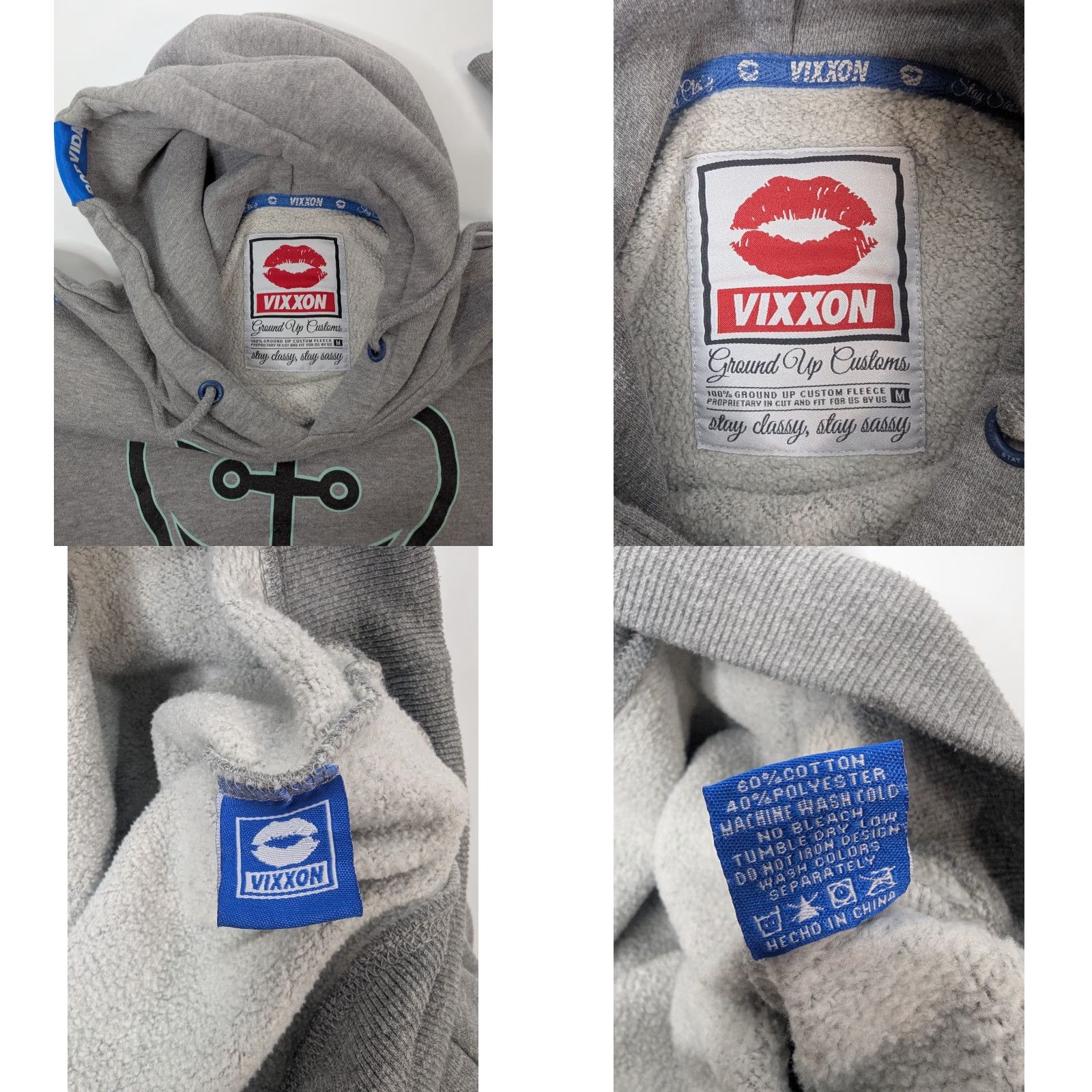 Vintage Dixxon Hoodie Women's M Gray Pullover Sweatshirt All Seasons Hooded Pockets Logo Tattoo Biker Size M / US 6-8 / IT 42-44 - 8 Thumbnail