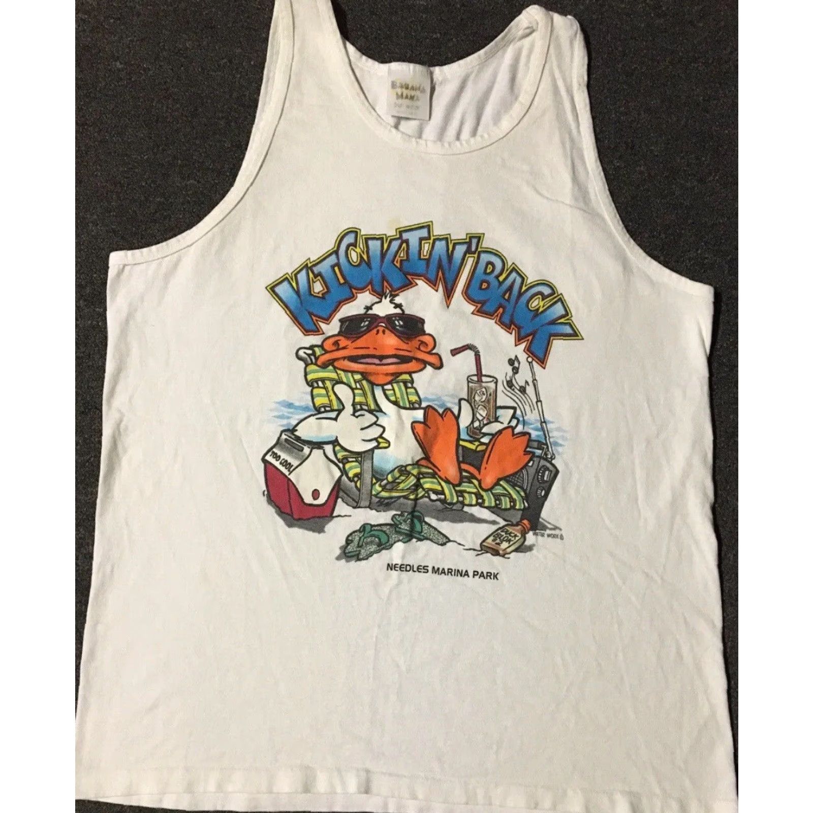 Vintage VINTAGE 90s Kickin Back Duck Faded Tank Top White L Surf Beach Funny Cartoon Size US L / EU 52-54 / 3 - 2 Thumbnail