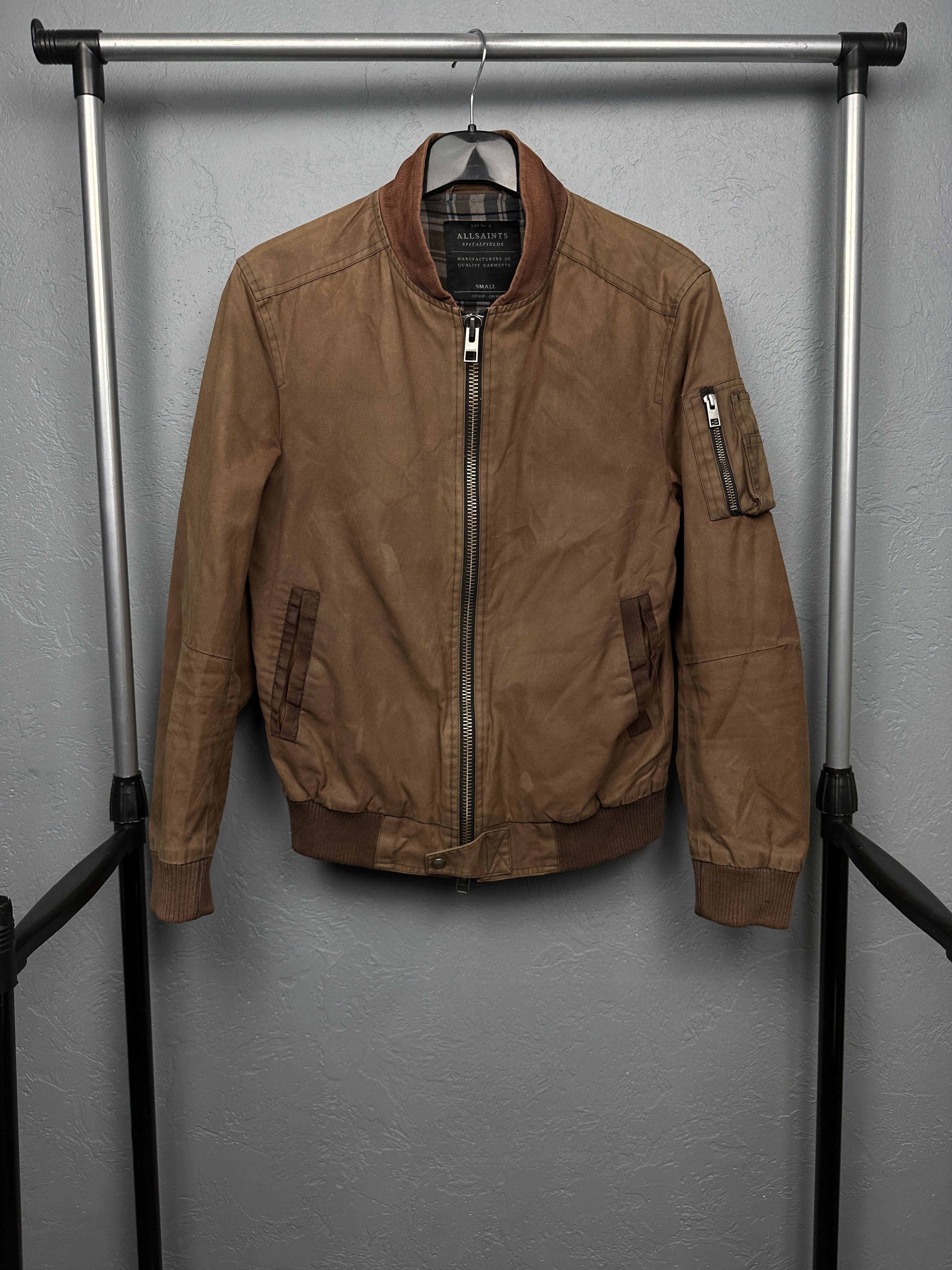 Allsaints Vintage Mens Wax Cotton Bomber Jacket