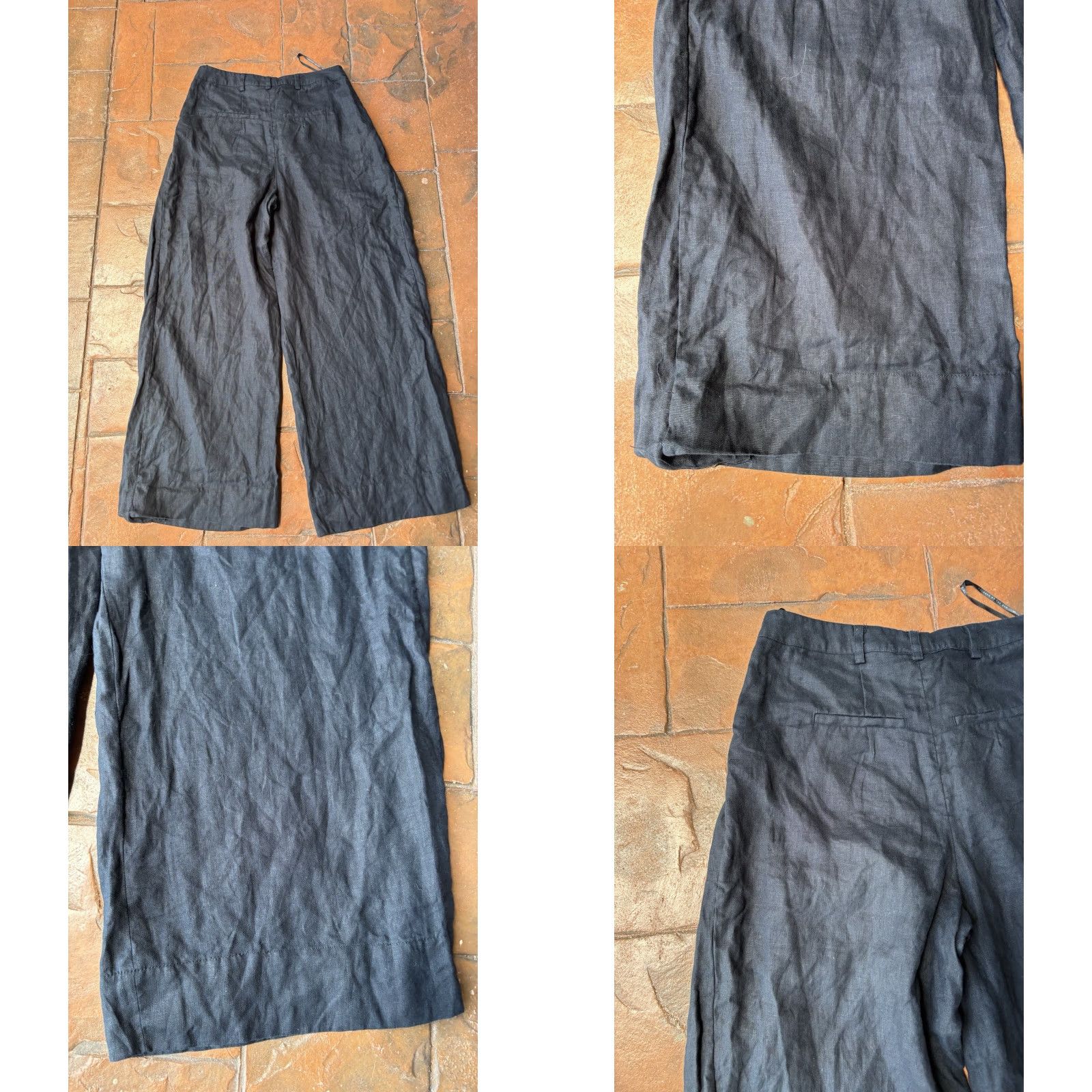 Farm Rio Farm Rio 100% Linen Wide Leg Pants Womens Medium Black Palazzo Size 32" / US 10 / IT 46 - 8 Thumbnail