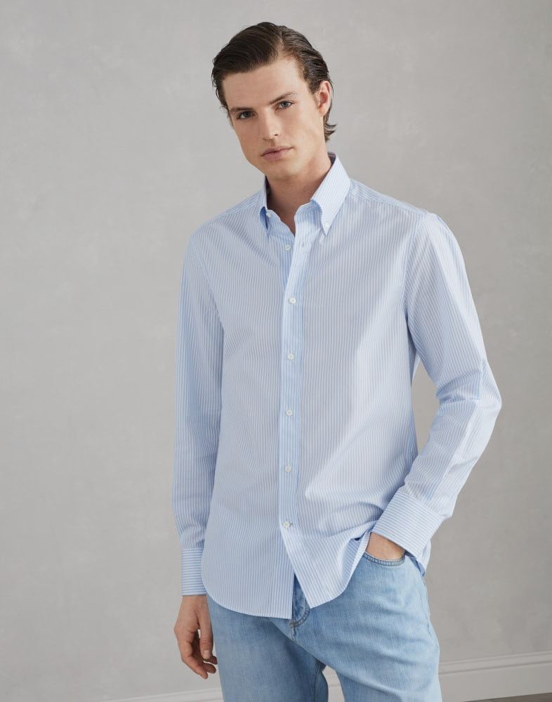 Brunello Cucinelli o1w1db10825 Shirt in Blue Size US XL / EU 56 / 4 - 1 Thumbnail