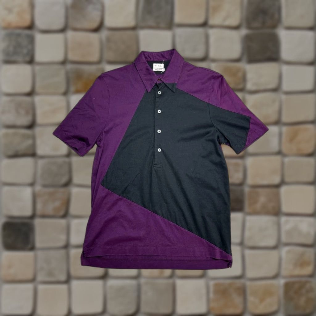 Paul Smith Polo Shirt Mens Small Multicolor Cotton Colorblock Button Up Collared Shirt