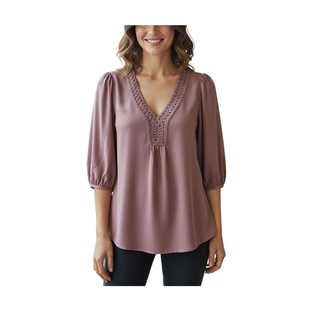 Banana Republic Banana Republic Pink Rose Embellished Tunic Blouse SMALL Size S / US 4 / IT 40 - 1 Thumbnail