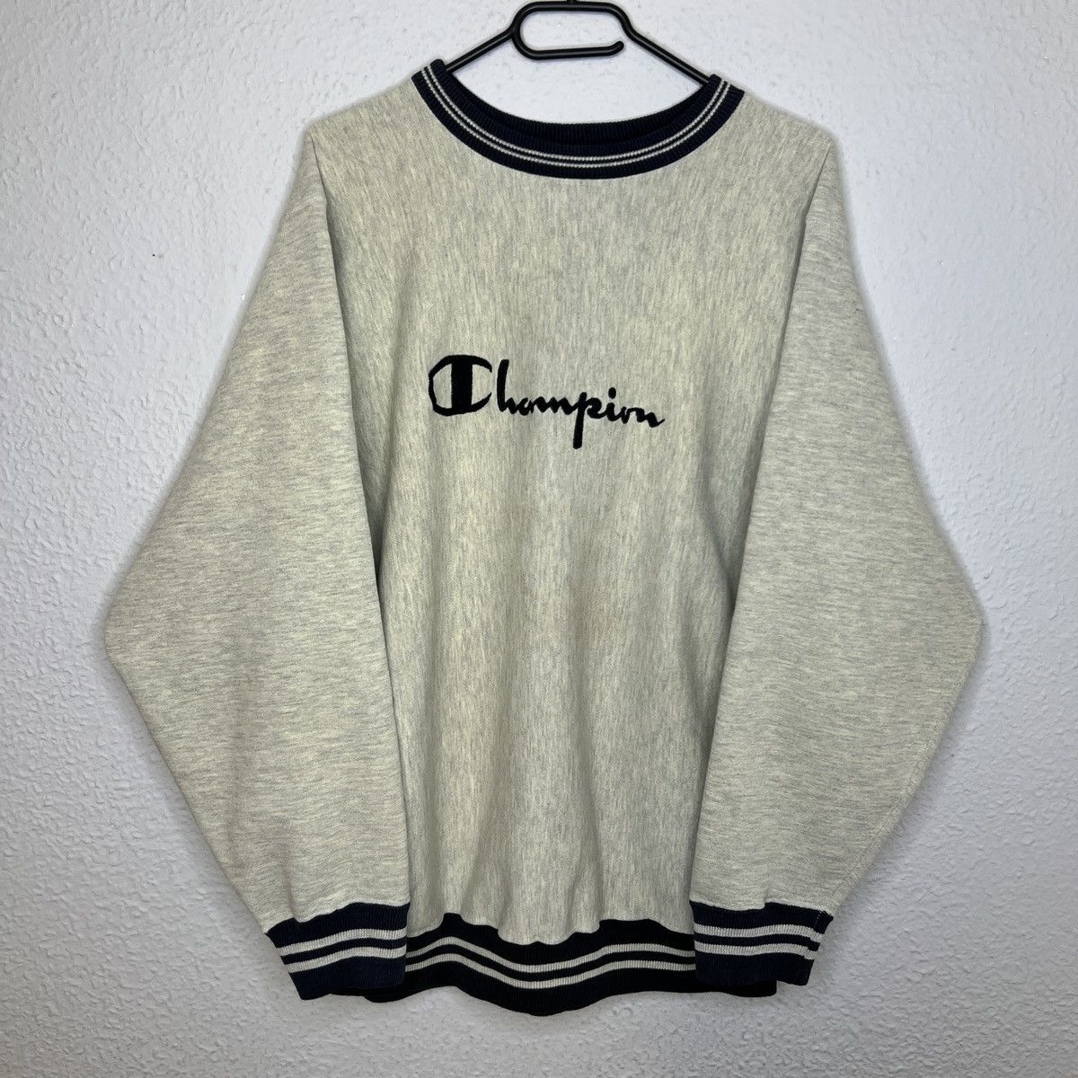 Champion × Vintage Champion Vintage Sweatshirt 80s Reverse Weave Script Logo Size US XL / EU 56 / 4 - 1 Thumbnail