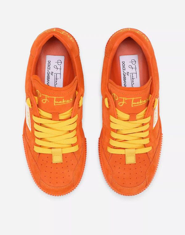 Dolce & Gabbana o1y0125 Leather Logo Low-Top Sneakers in Orange Size US 7 / EU 40 - 4 Thumbnail