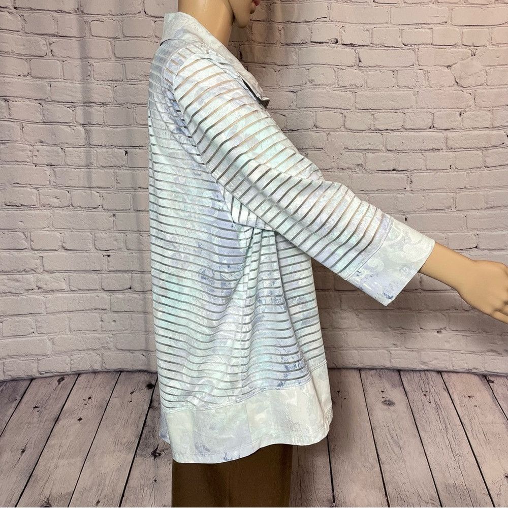 Chicos New Chico's Zenergy Ana Printed Stripe Jacket Light Blue Ja Size XL / US 12-14 / IT 48-50 - 4 Thumbnail