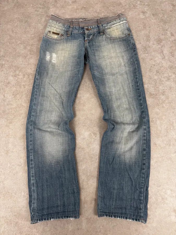 Dolce & Gabbana AW2003 Dolce & Gabbana Light Blue Distressed Double Waisted Jeans Size US 32 / EU 48 - 1 Thumbnail