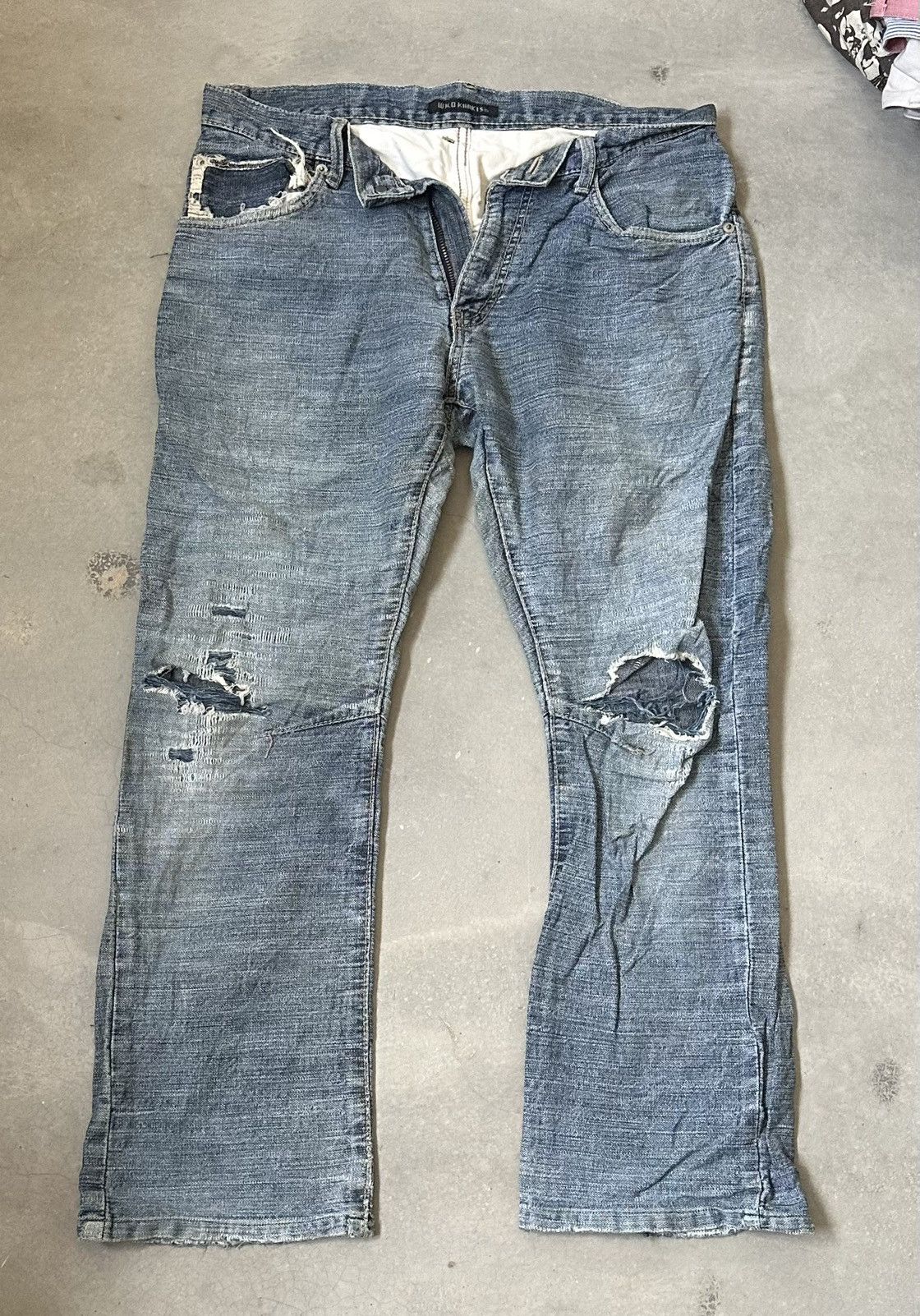 Japanese Brand WILD KHAKIS DISTRESSED DENIM PANT Size US 34 / EU 50 - 1 Thumbnail
