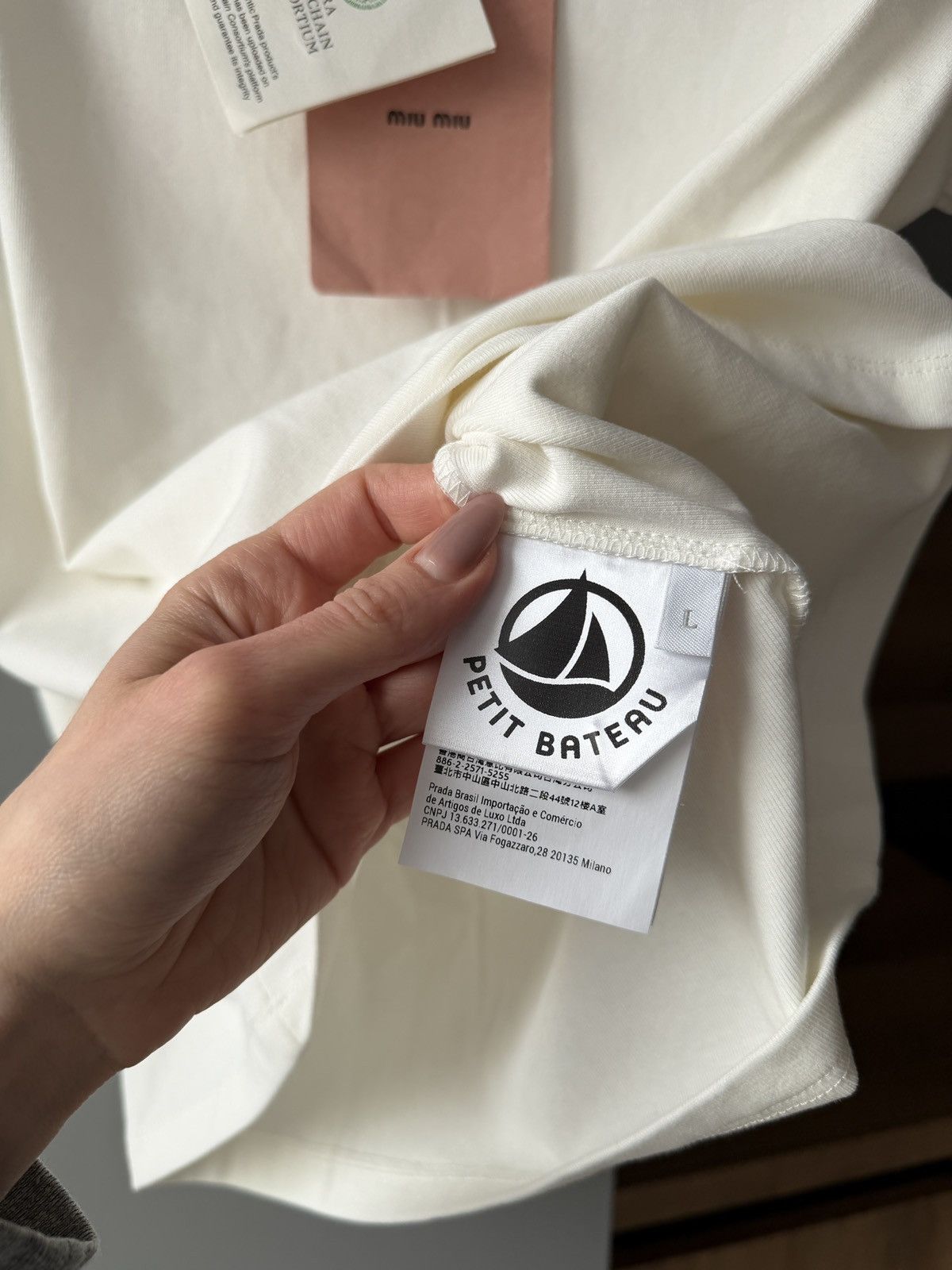 Miu Miu Miu Miu x Petit Bateau Stretch Jersey Regular T-Shirt Size L / US 10 / IT 46 - 6 Thumbnail