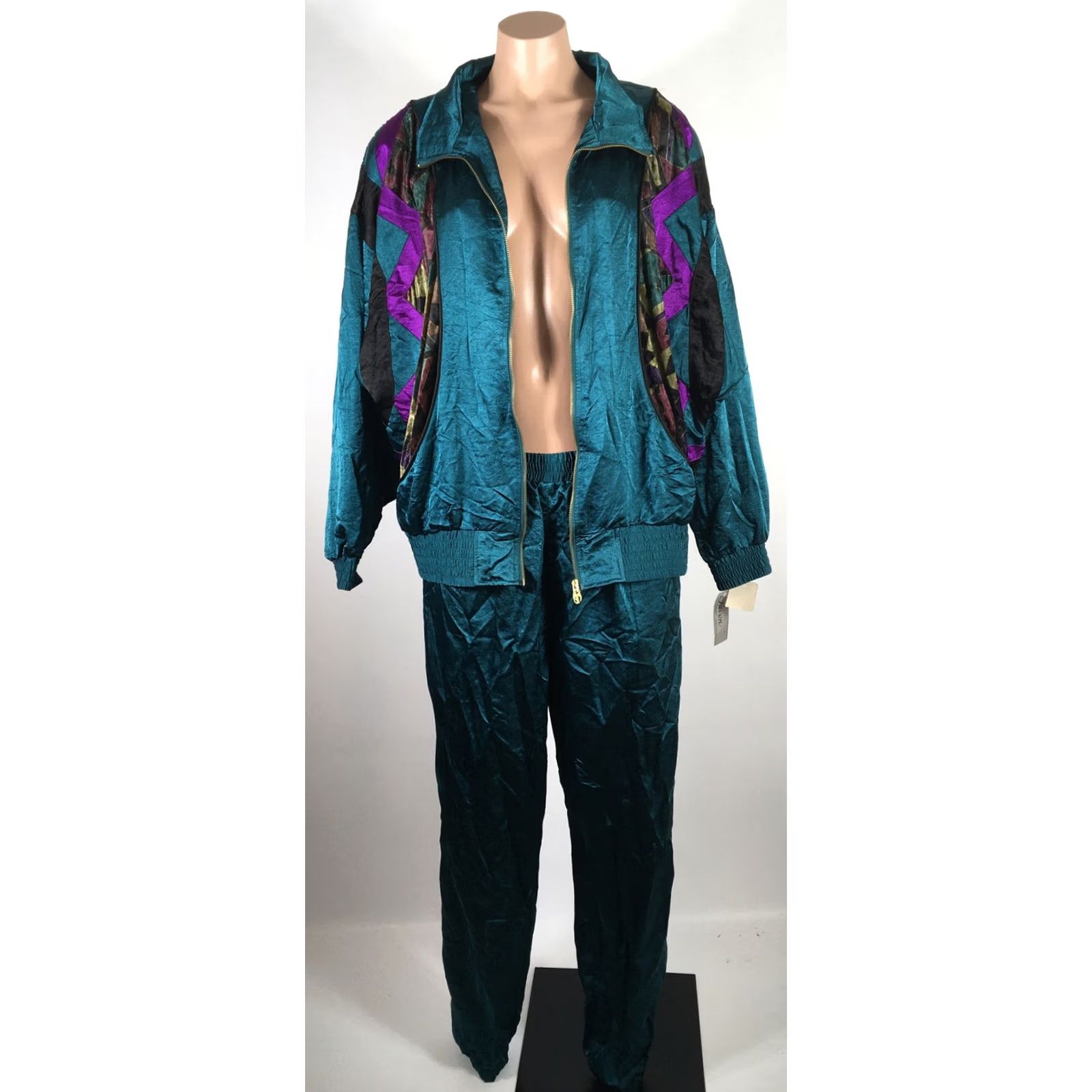 Vintage Vintage Lavon Womens Tracksuit 2 Piece Jacket & Pants XL Satin Velvet NWT NEW 80s Size 40" / US 18 - 5 Thumbnail
