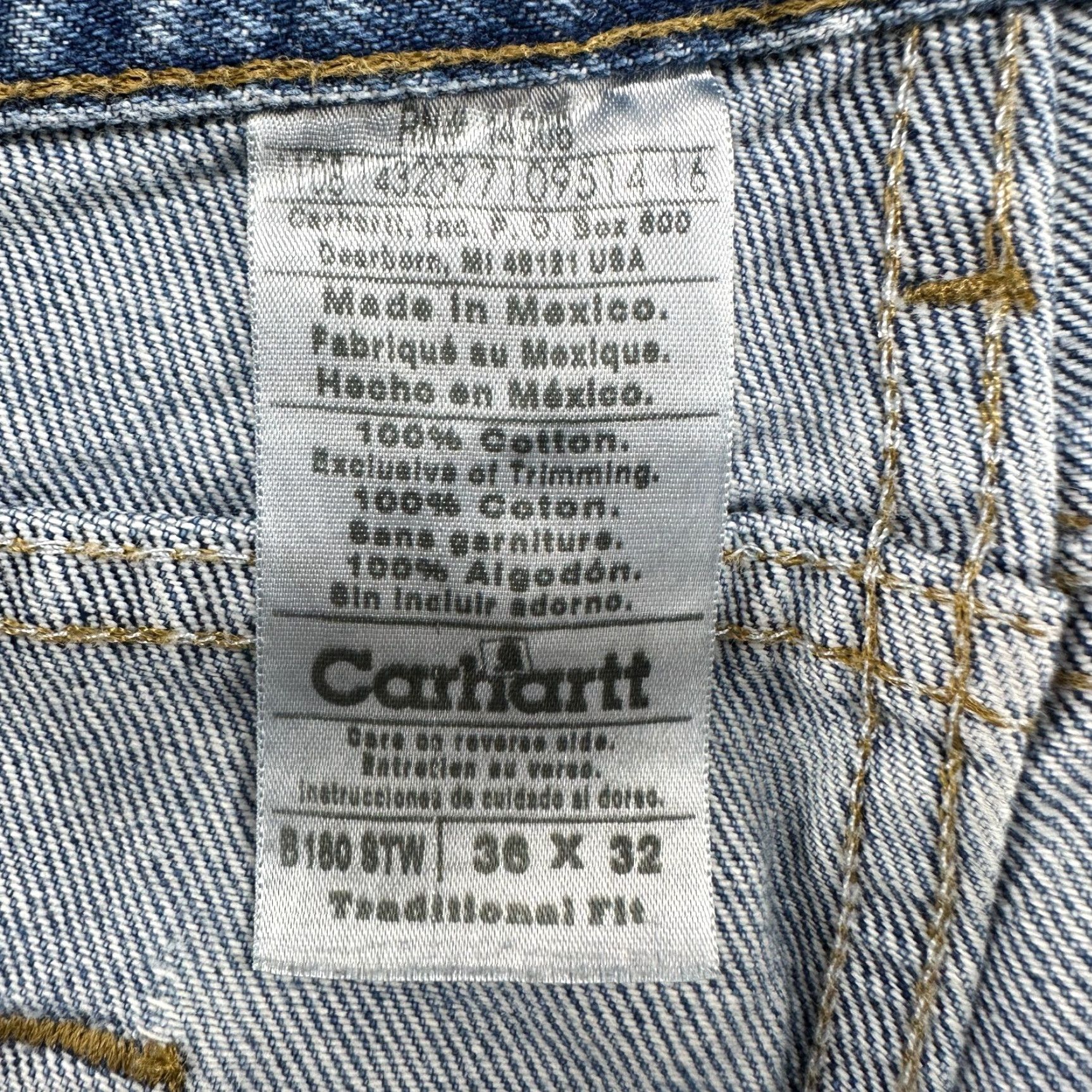 Carhartt Carhartt Jeans Men 36x32 Blue Traditional Fit Straight Light Wash Denim B180 STW Size US 36 / EU 52 - 4 Thumbnail