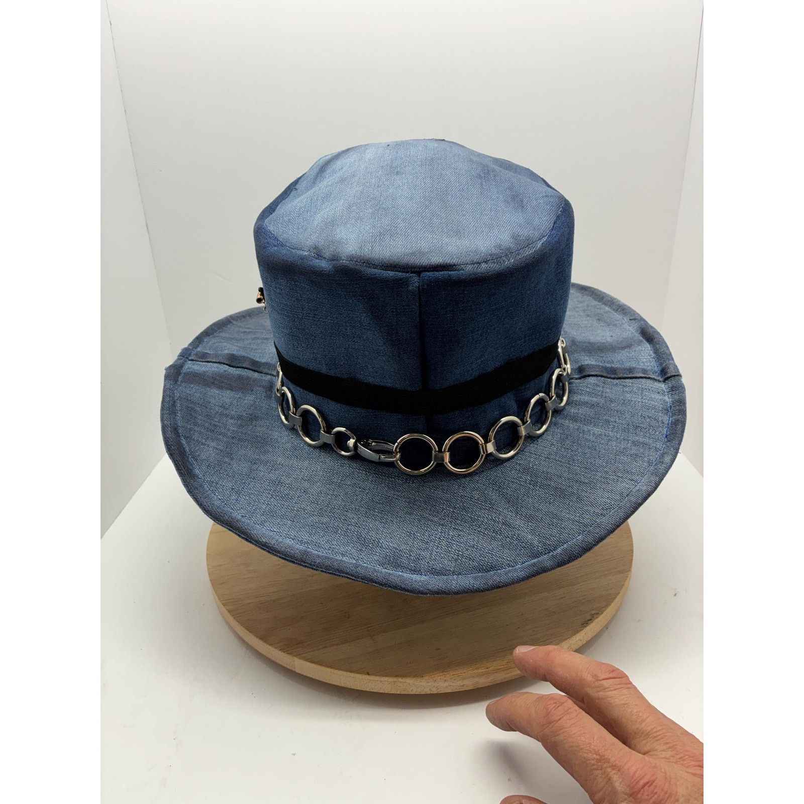 Other Steampunk Denim Hat XL – Goggles Top Hat, Industrial Festive Size ONE SIZE - 5 Thumbnail