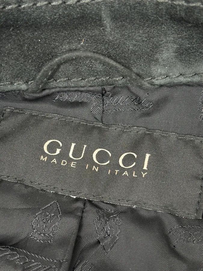 Gucci 2000s Gucci Black Suede Leather Double-Breasted Premium Jacket by Tom Ford Size 44R - 11 Thumbnail