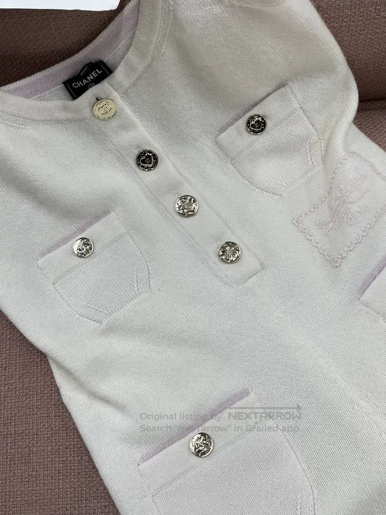 Chanel Chanel 25B white knitted cashmere jumpsuit Size 42" / US 20 - 2 Thumbnail