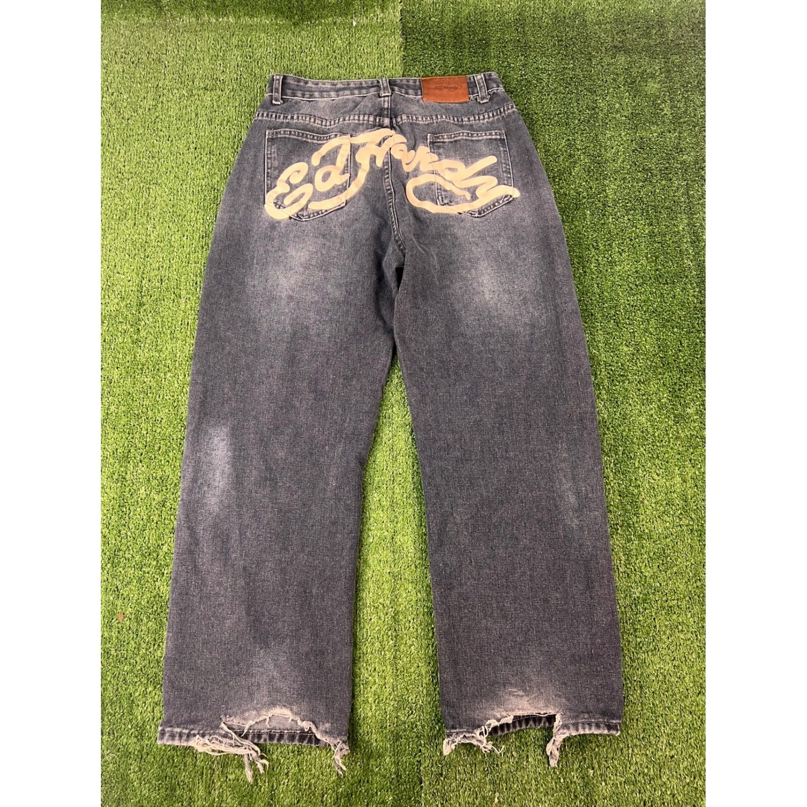 Ed Hardy Ed Hardy Black Wax Denim Devil Butt Logo Pants | Grailed