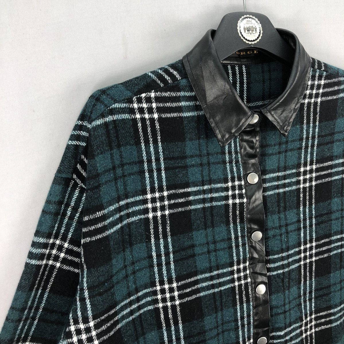 Japanese Brand Vintage Flannel Green Tartan Check Snap Button up by Gorge Size M / US 6-8 / IT 42-44 - 2 Thumbnail